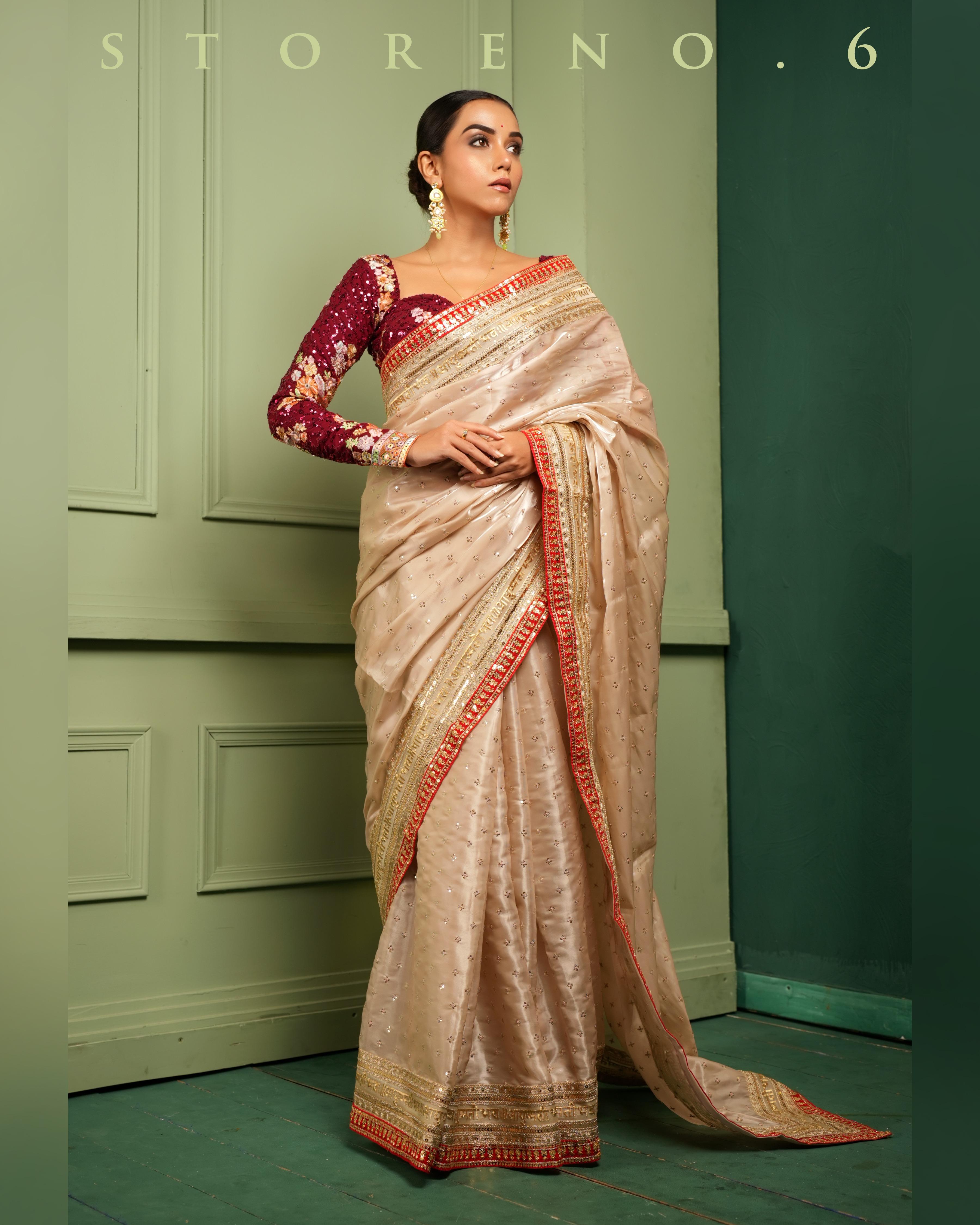 ROYAL SUBTLE QUEEN SAREE WITH RAAKT AFSOON CLASSIC CORSET BLOUSE