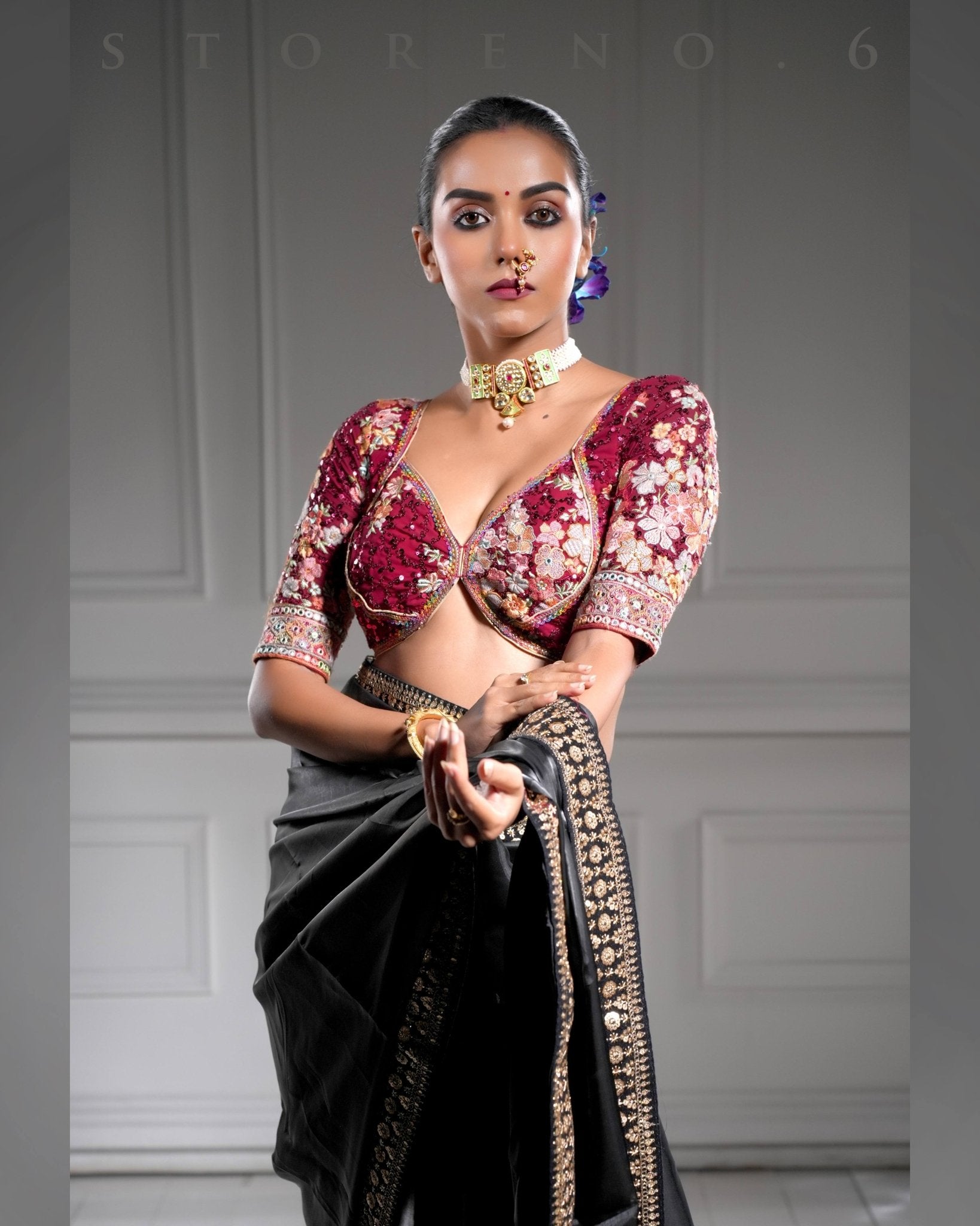NOOR-E-SIAH-X SAREE WITH RAAKT AFSOON BLOUSE