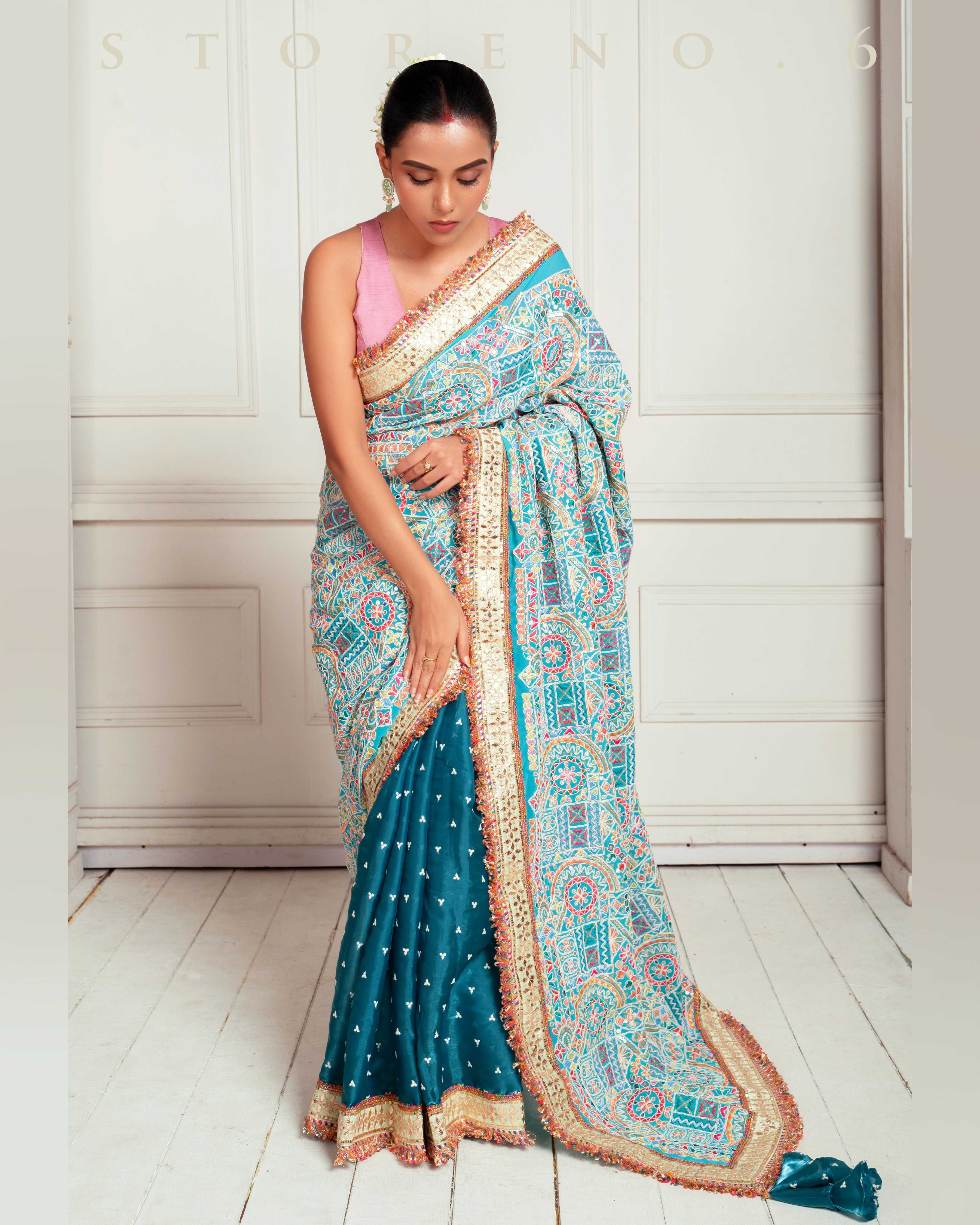 MORNING MIST SAREE WITH MAUVE MELLOW BLOUSE
