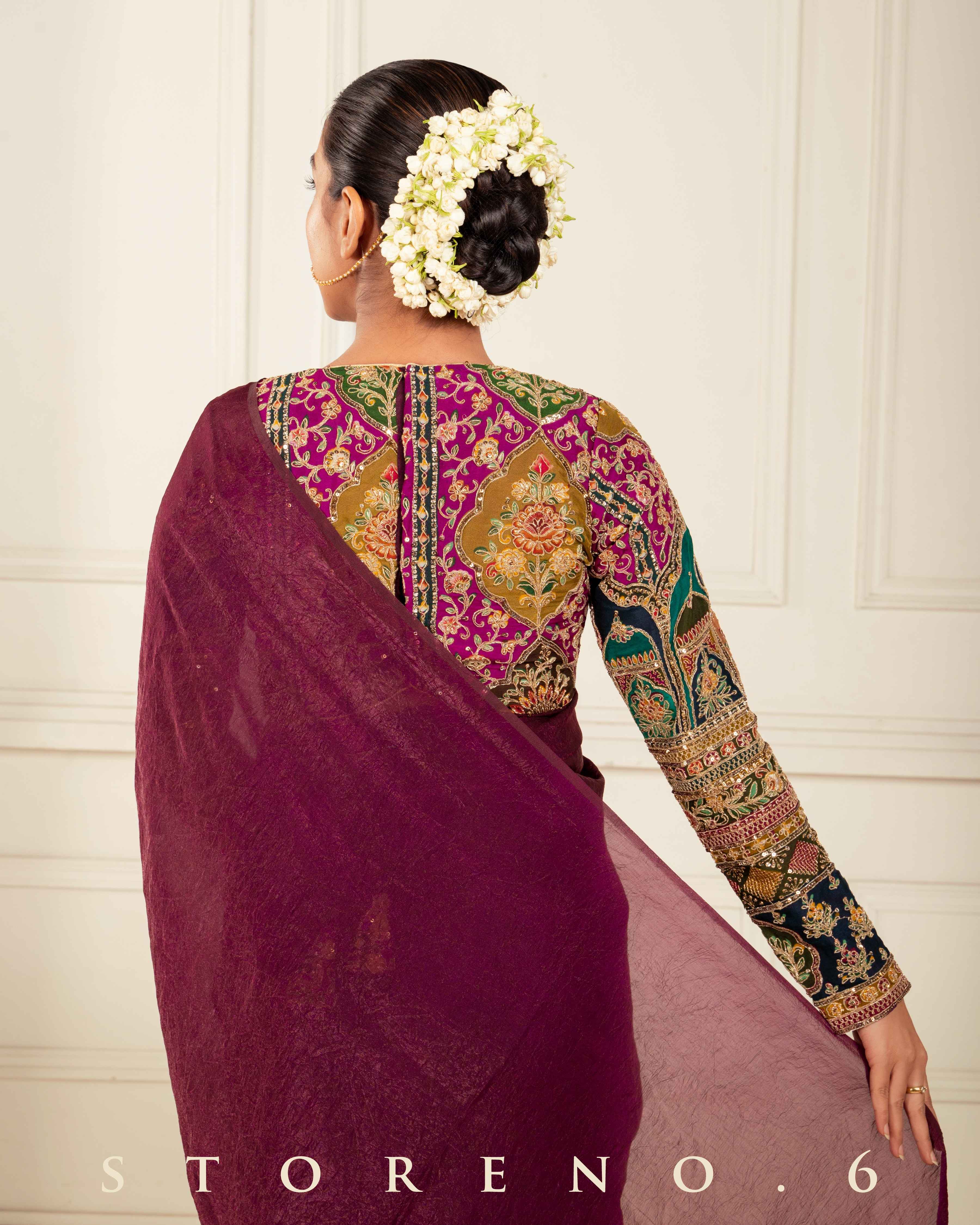 MIDNIGHT MAHOGANY SAREE WITH COUTURE CHARM BLOUSE