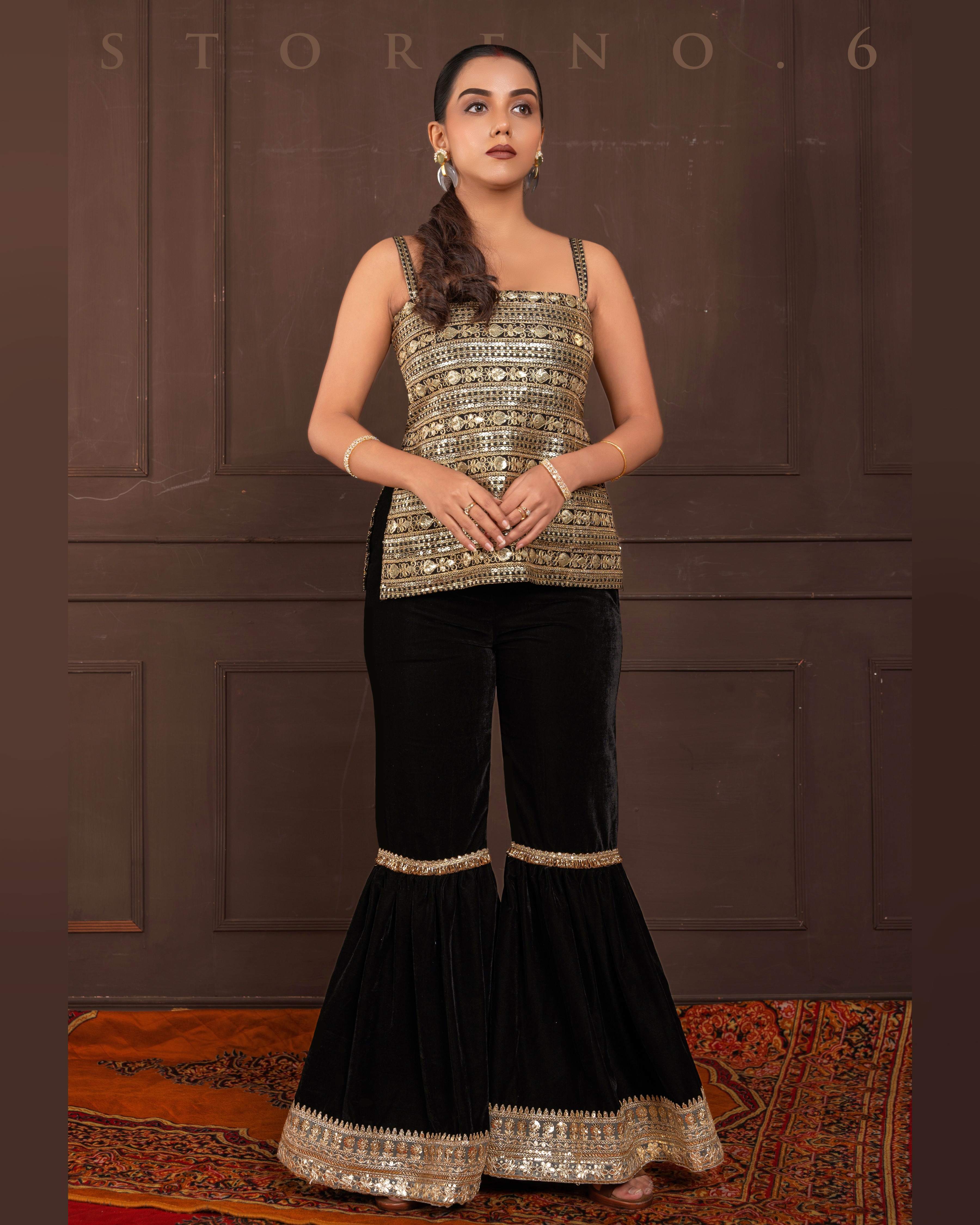 MIDNIGHT MARVEL KURTI AND SHARARA SET