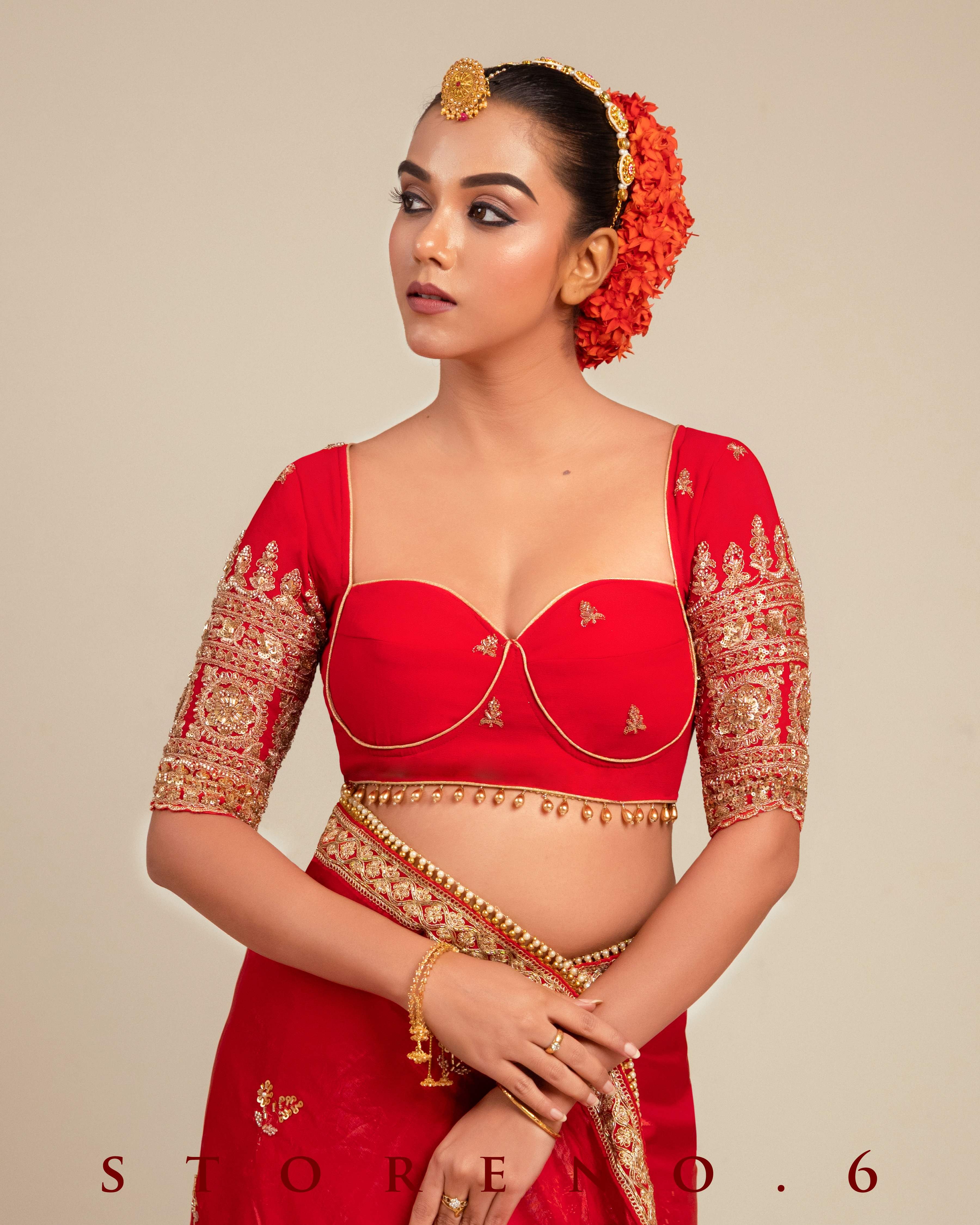 CRIMSON CAROUSAL SAREE WITH MAGNETIC MUSE BLOUSE