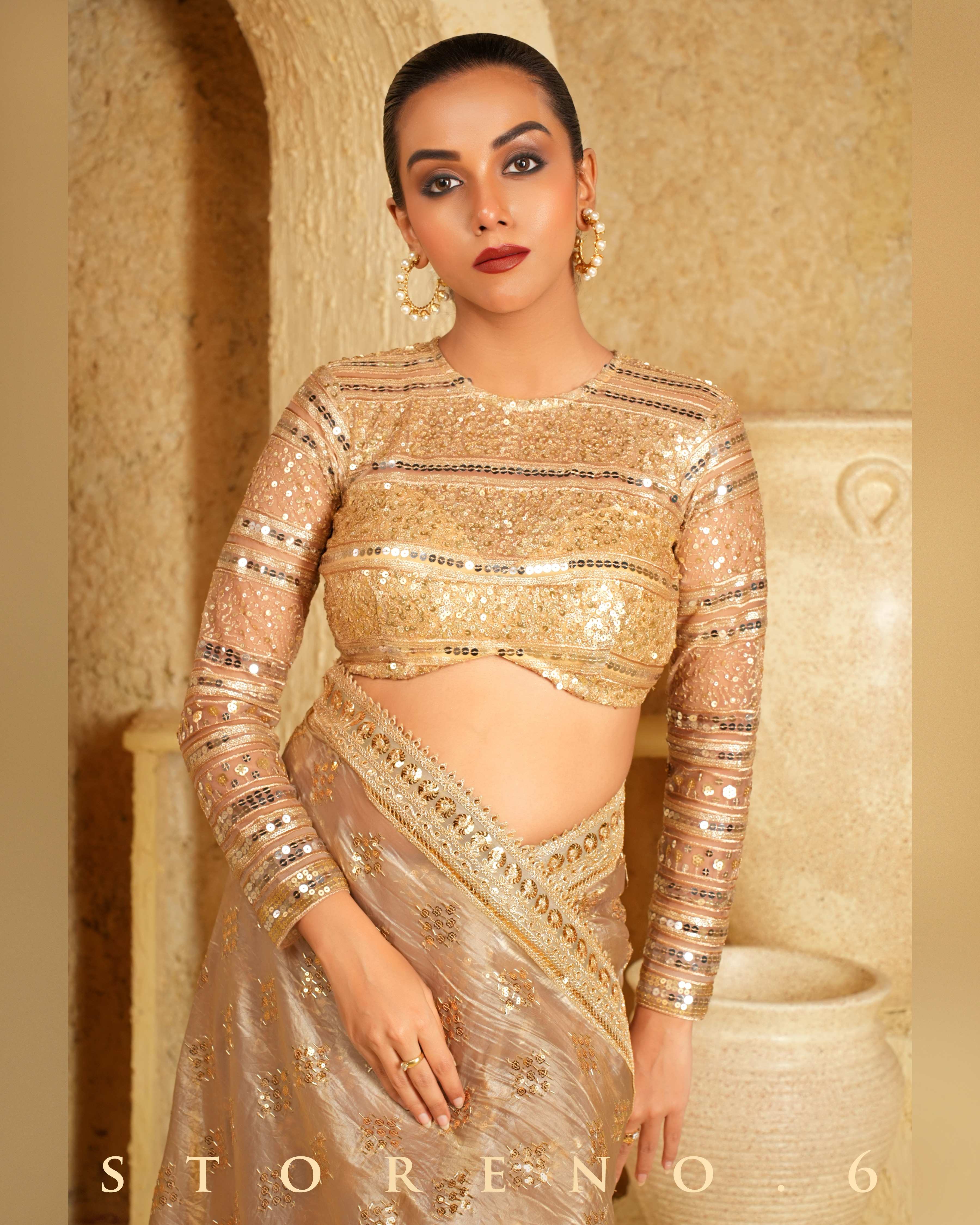 DESERT DELIGHT SAREE WITH GOLD GARNISH BLOUSE
