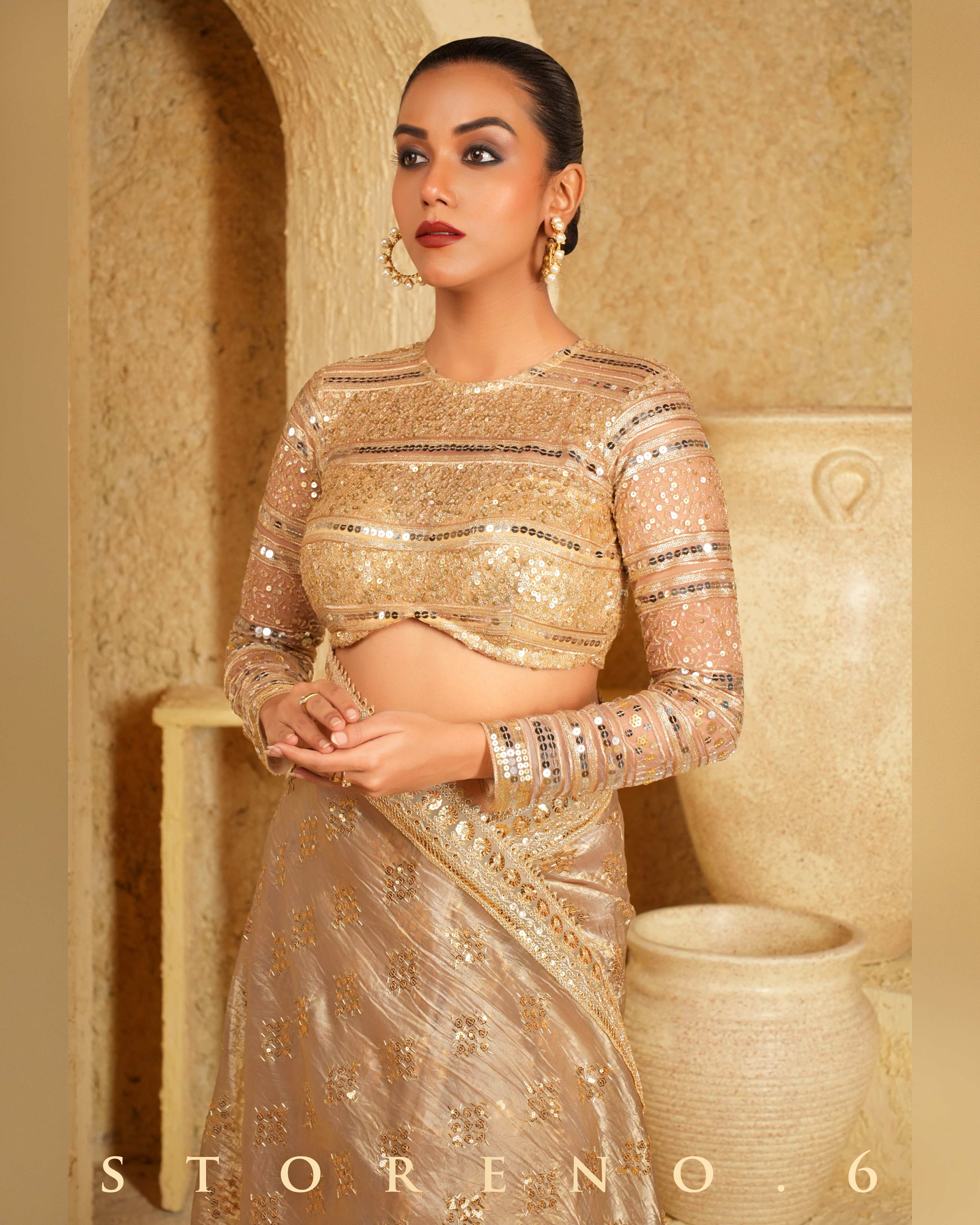 DESERT DELIGHT SAREE WITH GOLD GARNISH BLOUSE