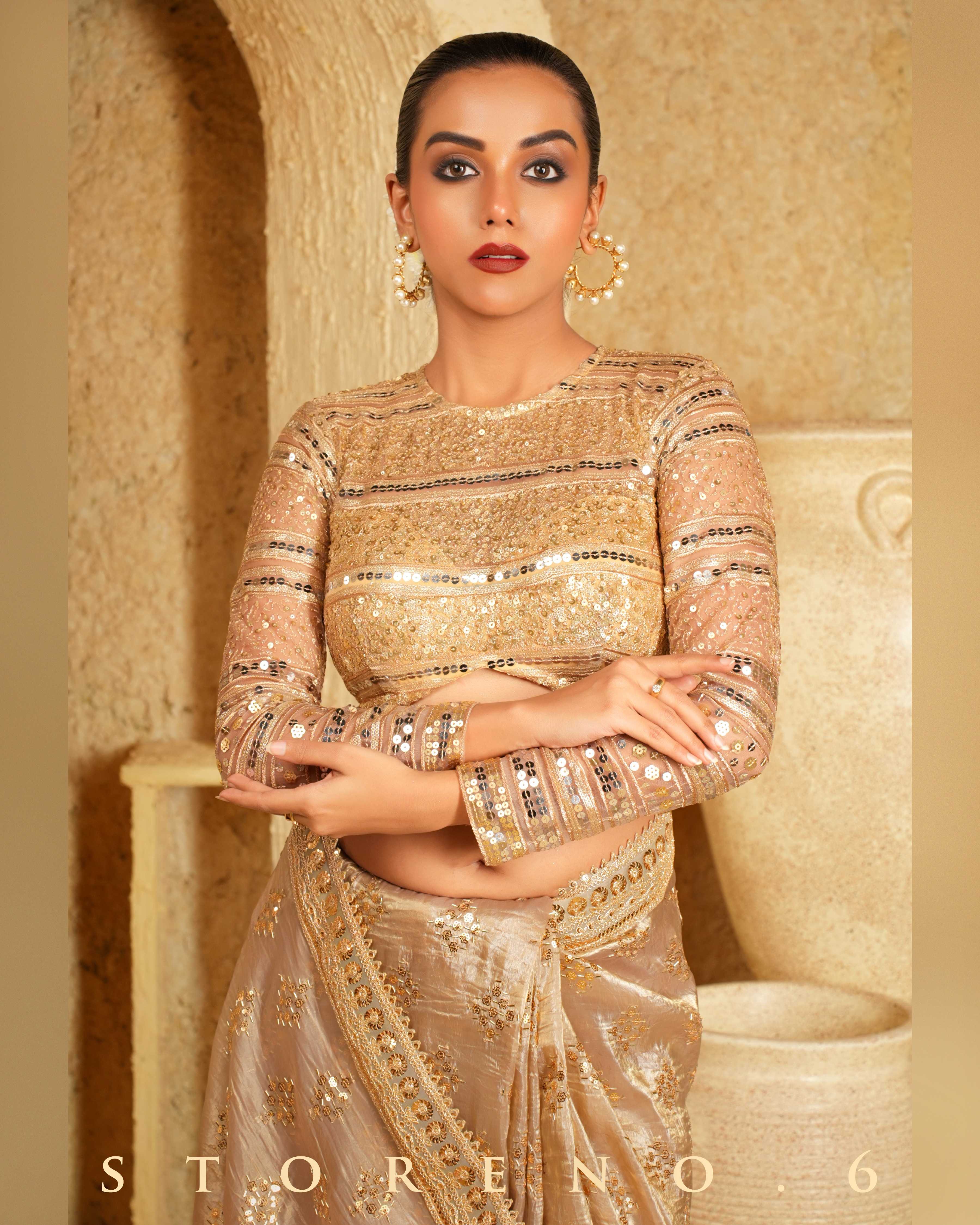 DESERT DELIGHT SAREE WITH GOLD GARNISH BLOUSE
