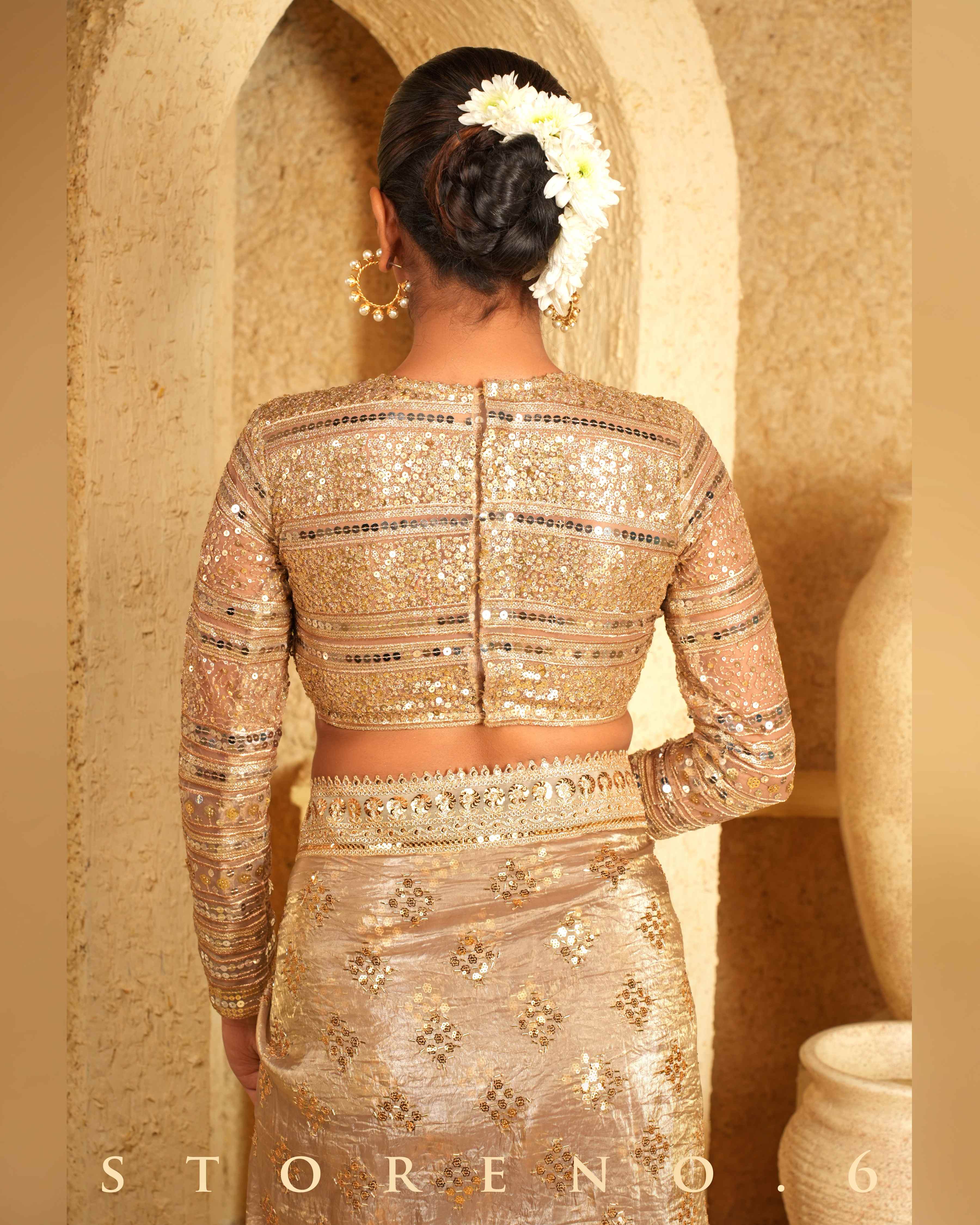 DESERT DELIGHT SAREE WITH GOLD GARNISH BLOUSE
