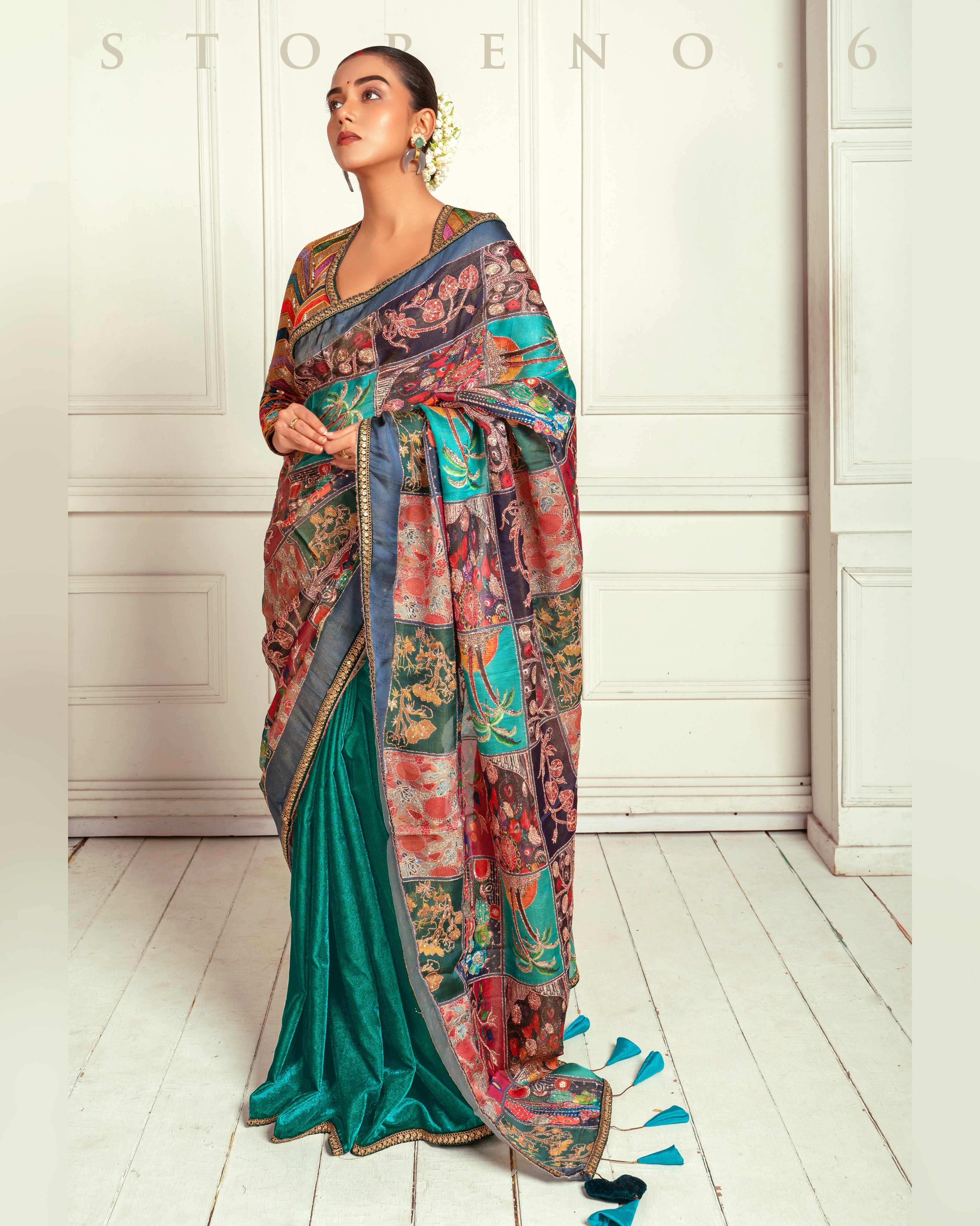 MYSTERY MUSE SAREE WITH BEBAAK SIAH PREMIUM BLOUSE