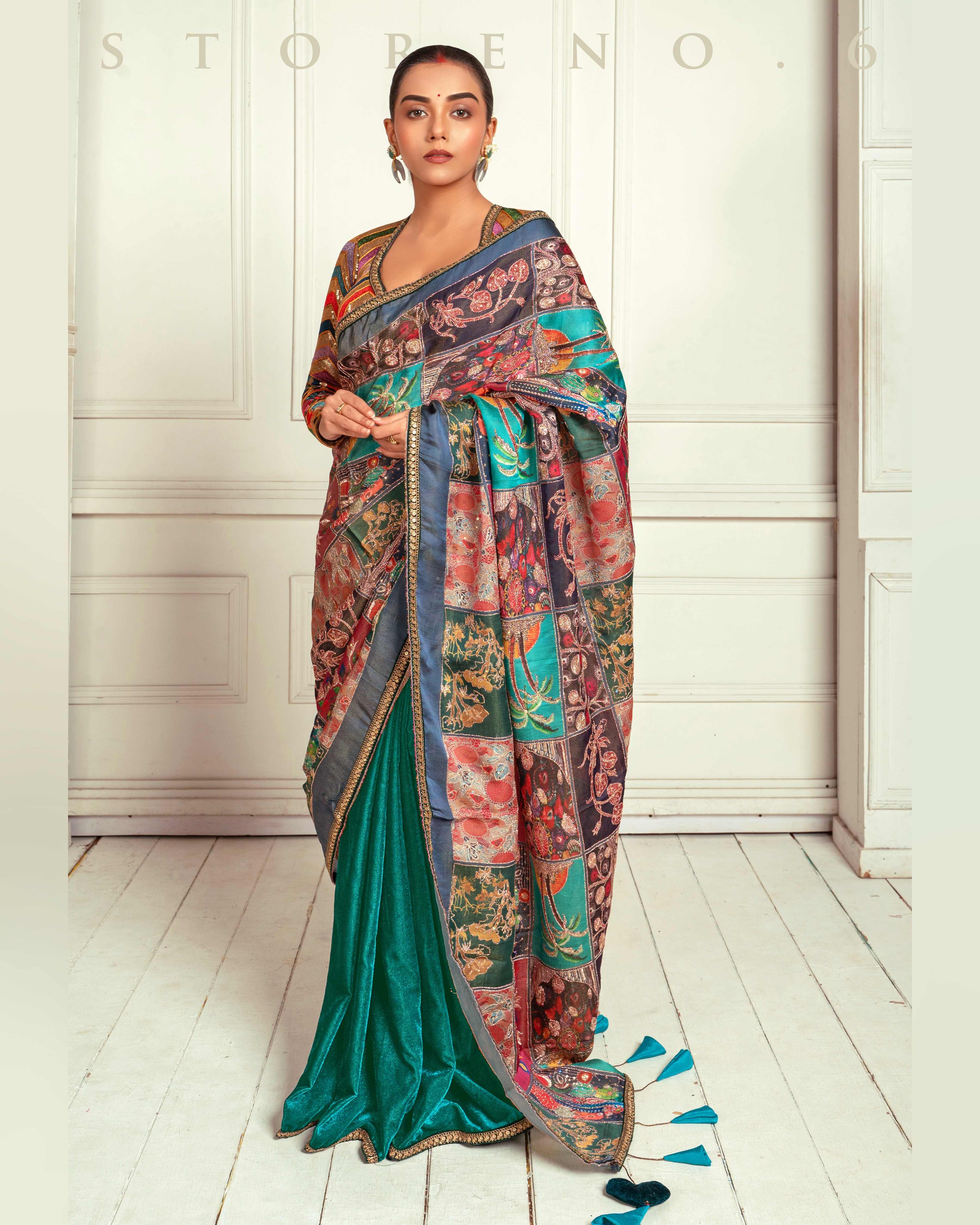 MYSTERY MUSE SAREE WITH BEBAAK SIAH PREMIUM BLOUSE