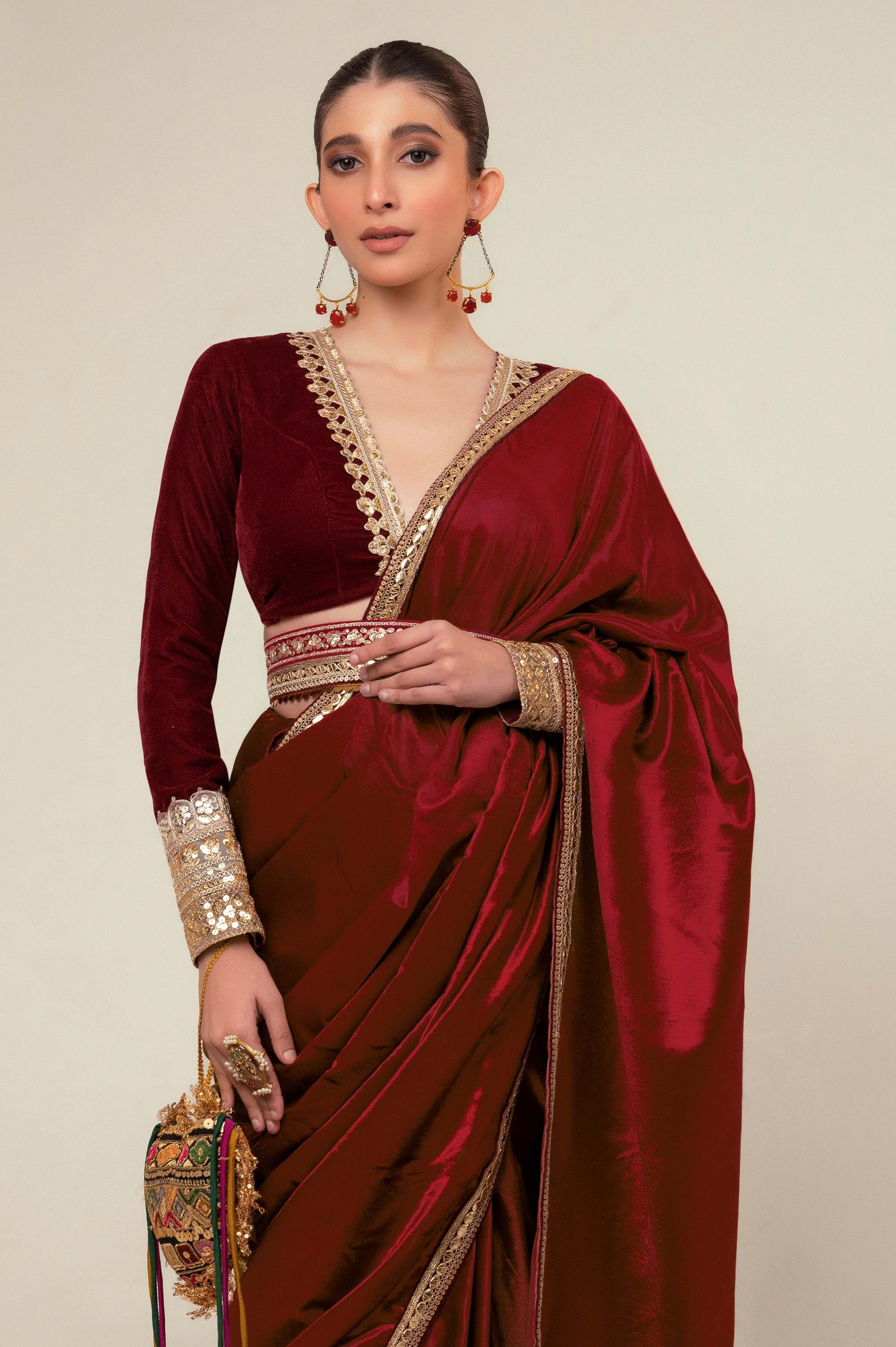 LUXE ROMANCE SAREE WITH OXBLOOD EDGE BLOUSE