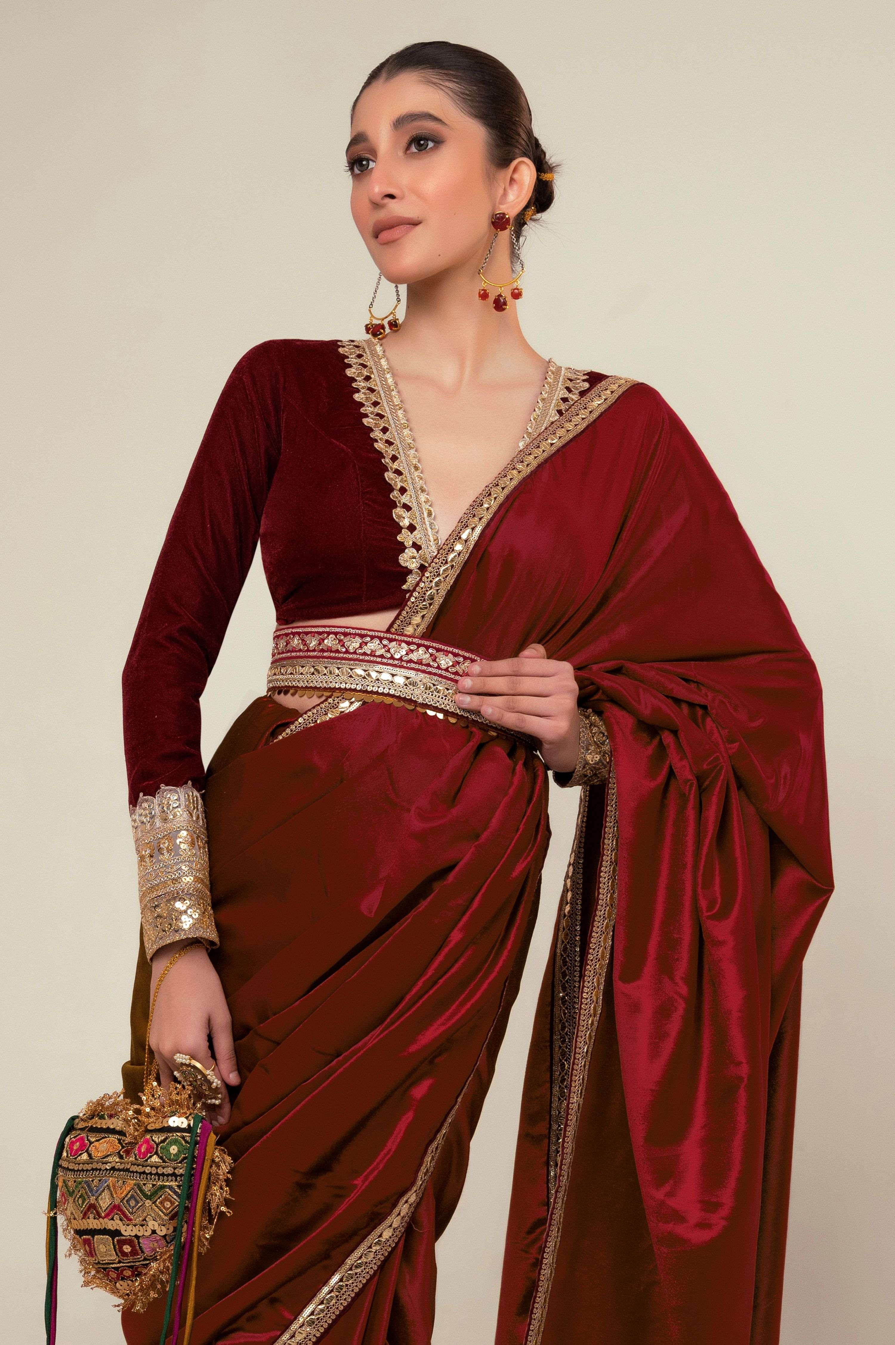LUXE ROMANCE SAREE WITH OXBLOOD EDGE BLOUSE