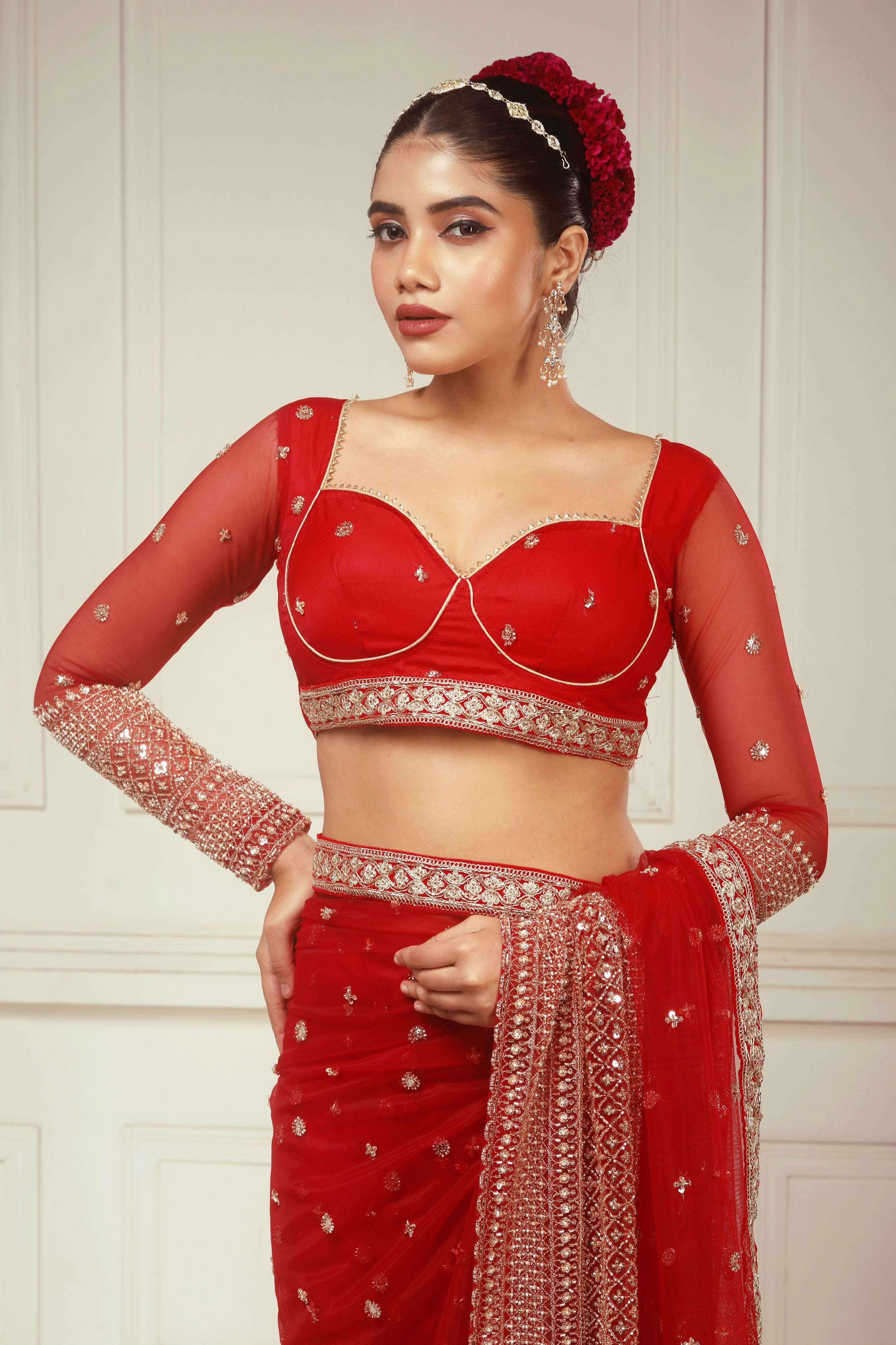 CHERRY CHANDELIER SAREE AND BLOUSE SET