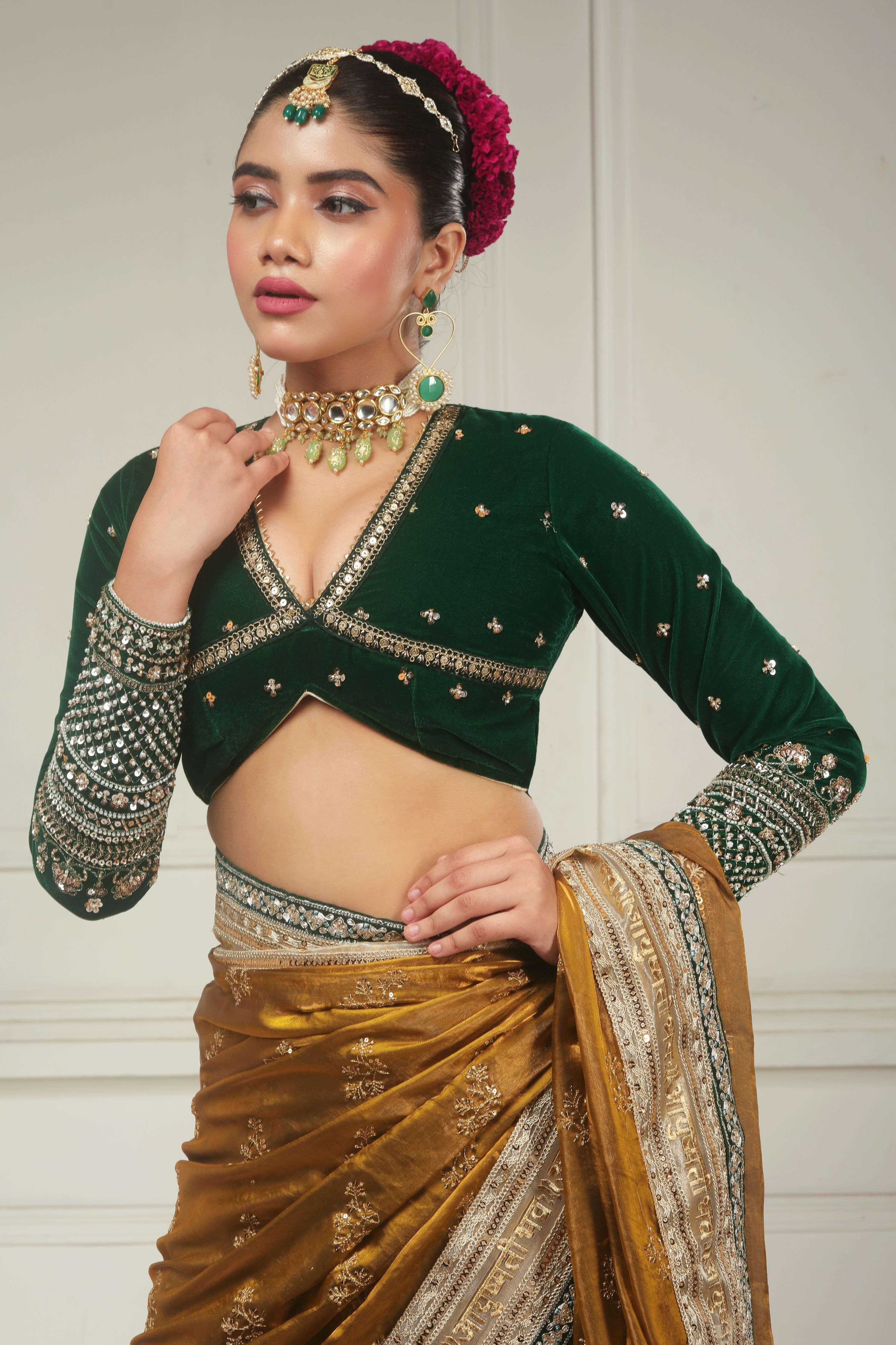 SUNRISE SILHOUETTE SAREE WITH GARDEN GRANDEUR BLOUSE