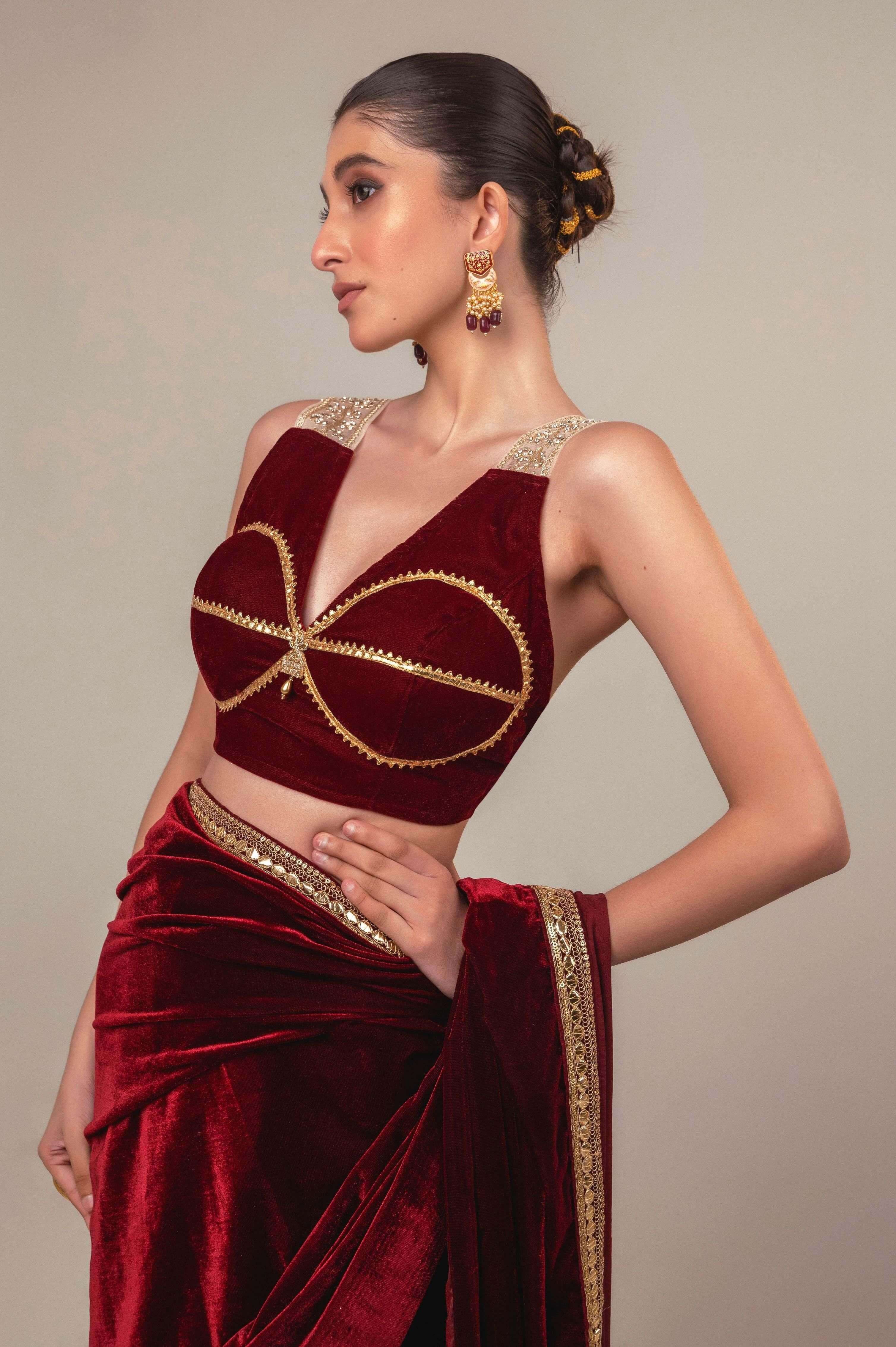RUBY RUSH SAREE WITH MULBERRY MIST BLOUSE.