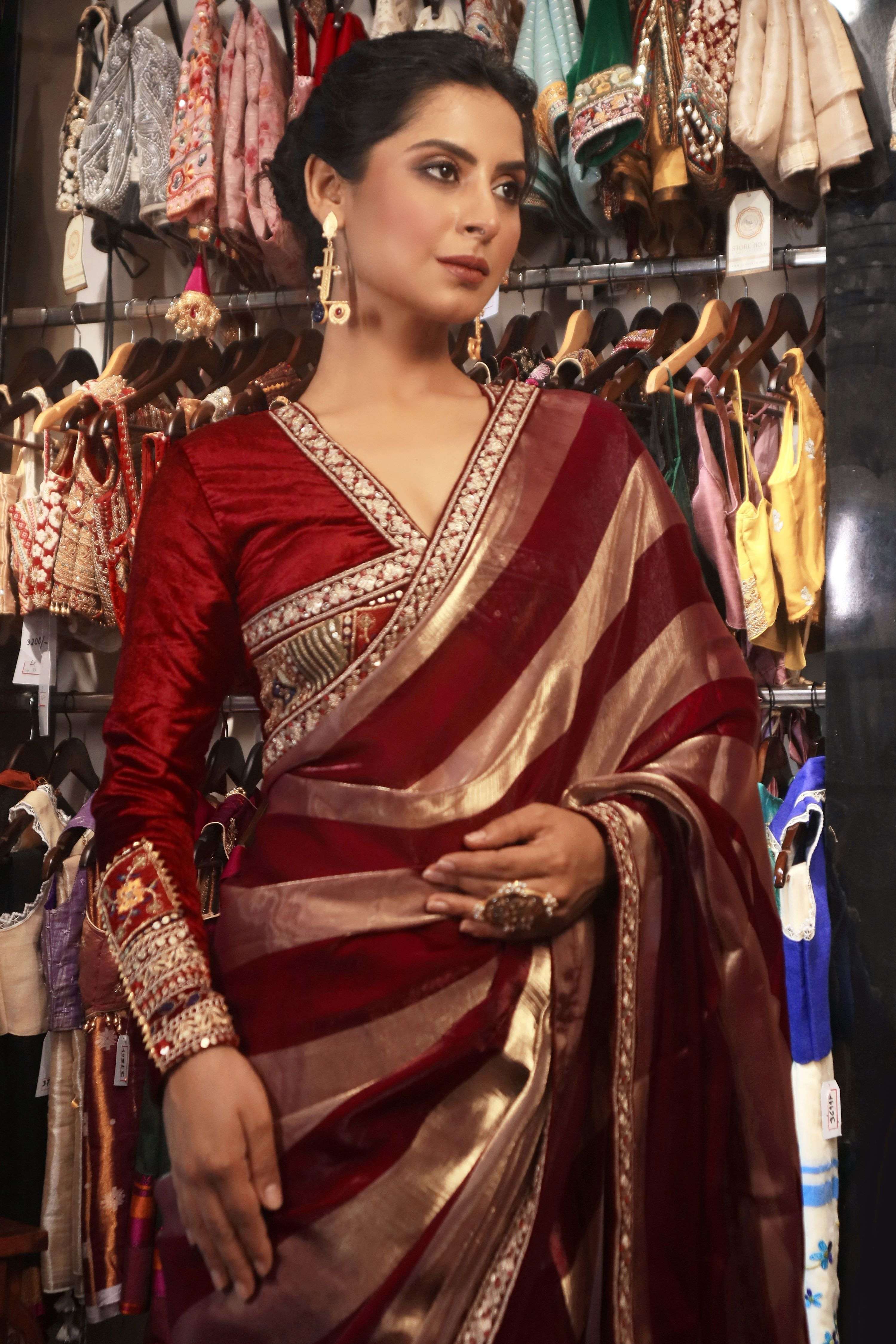 CHERRY CONTOUR SAREE WITH MONROE MANOR BLOUSE