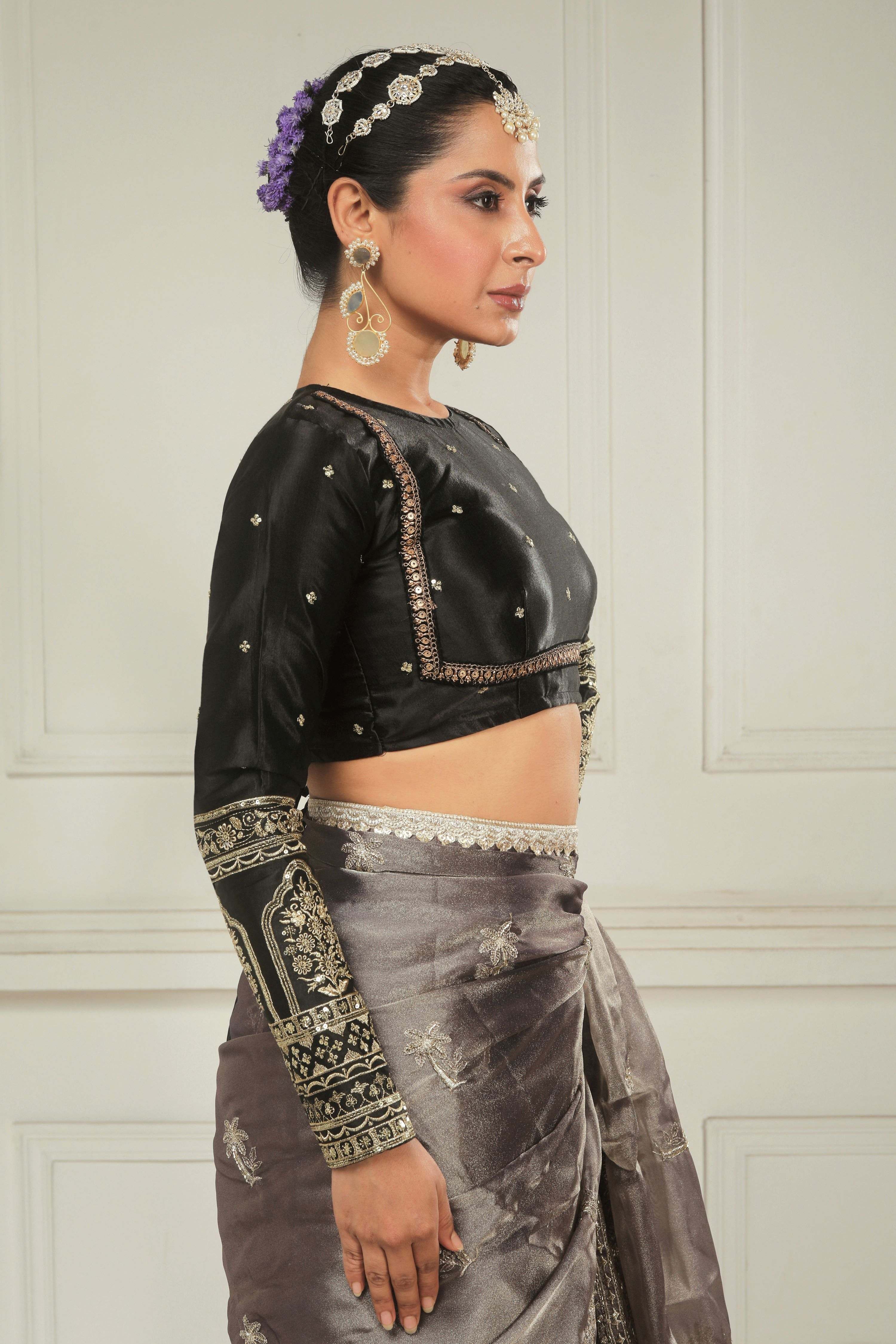 COCOA CRUSH SAREE WITH TUX TRIBUTE BLOUSE