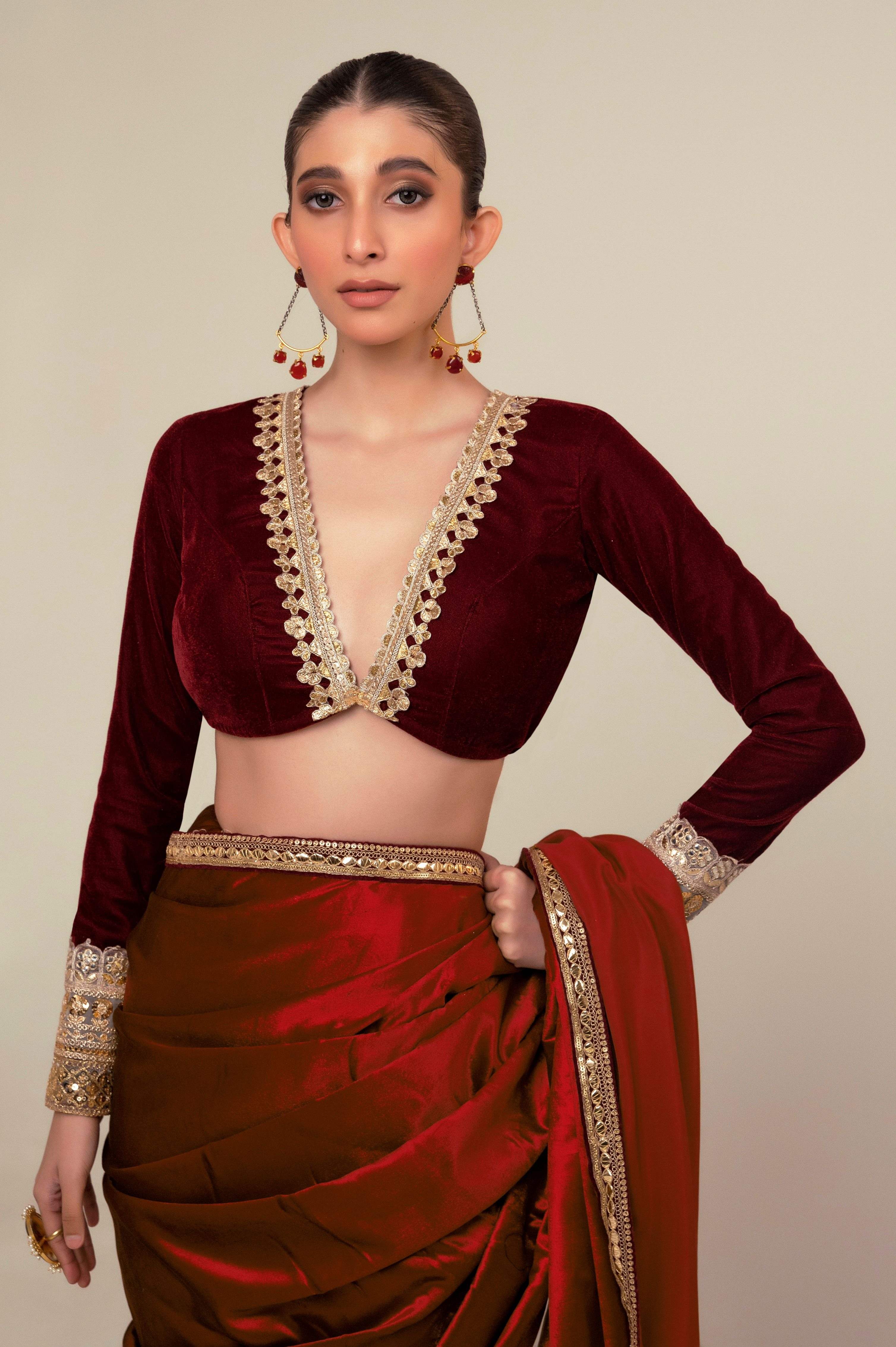 LUXE ROMANCE SAREE WITH OXBLOOD EDGE BLOUSE