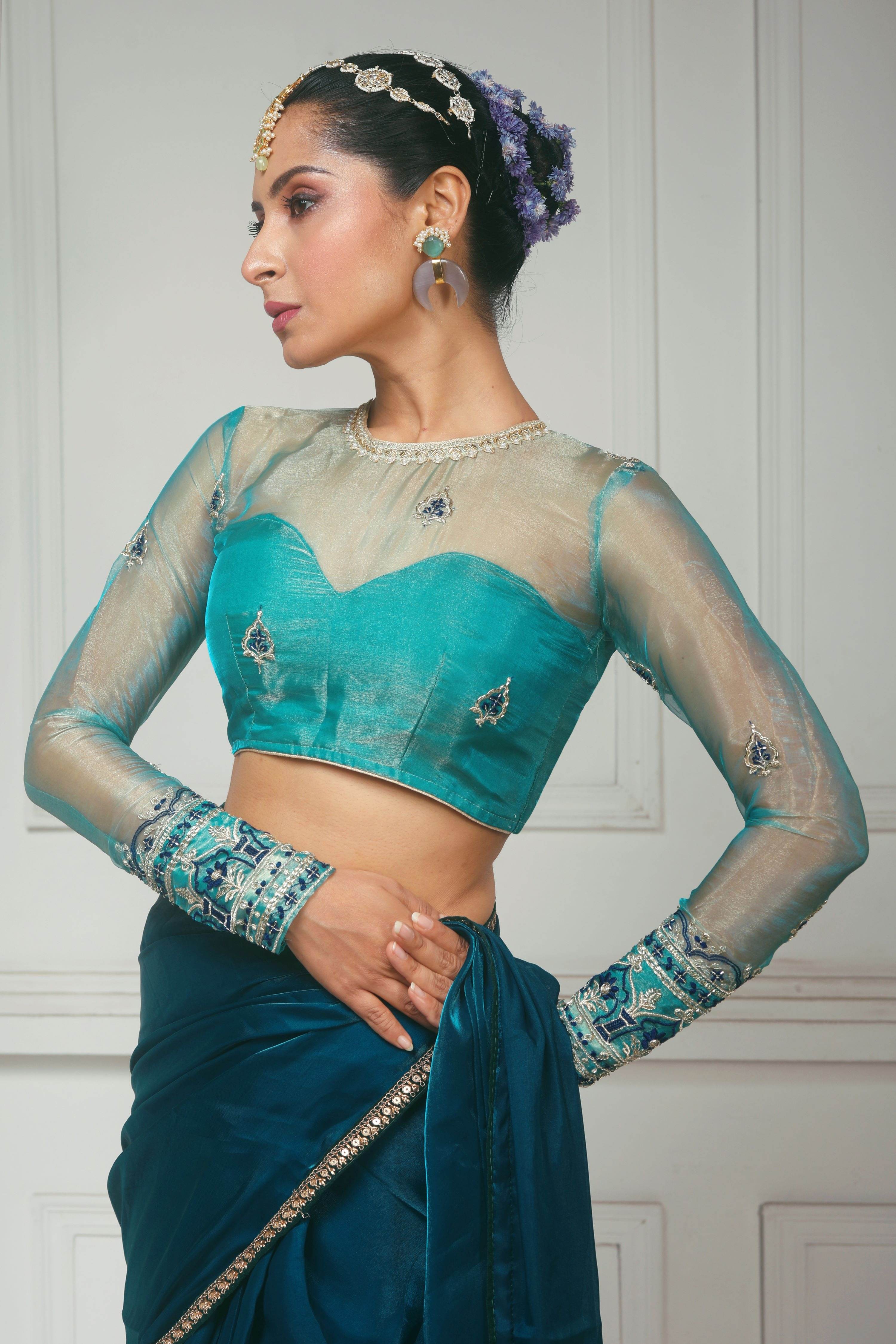 THE SAPPHIRE AFFAIR SAREE  WITH SAPPHIRE SHEESH BLOUSE