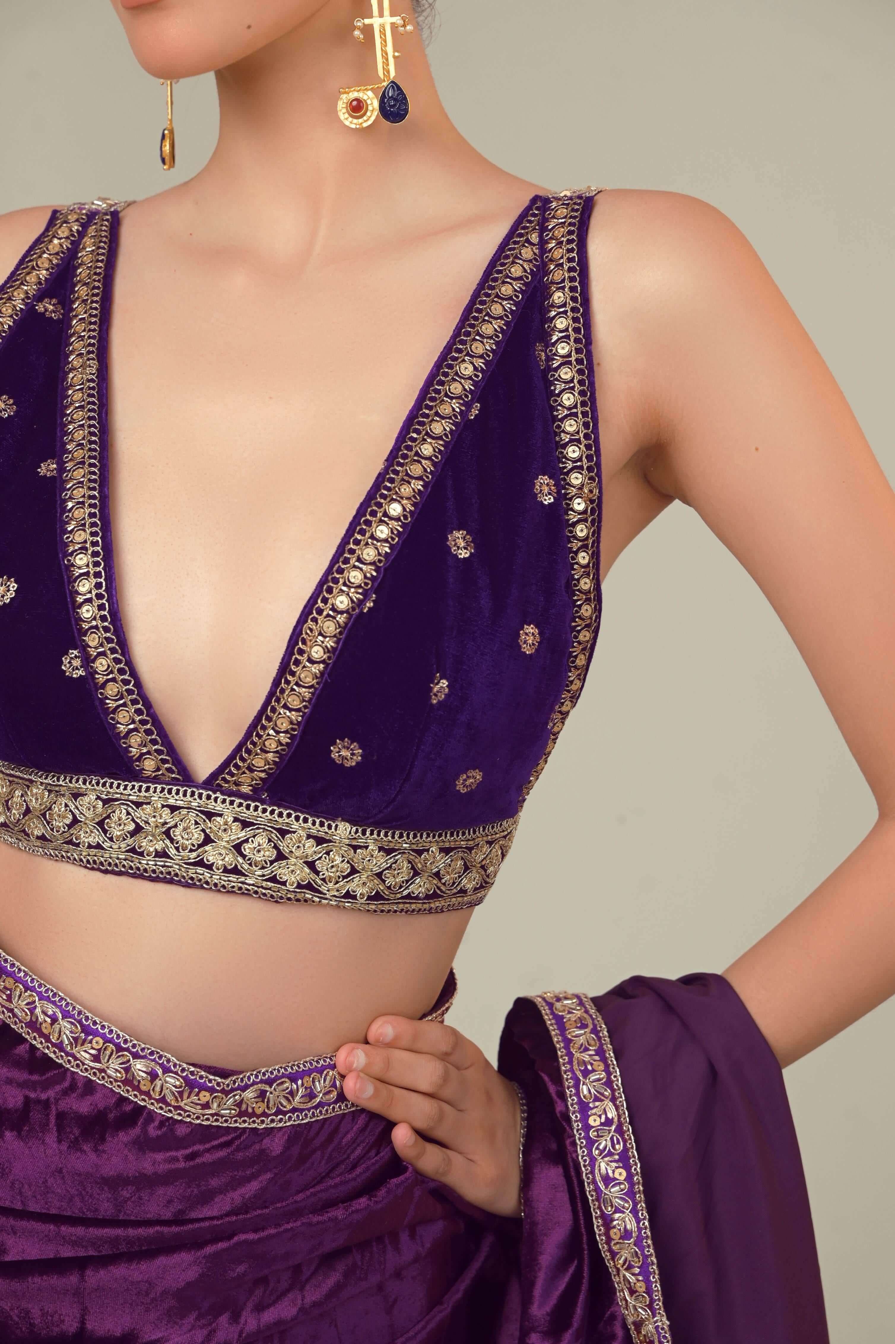 POP PALETTE SAREE WITH BERRY BLINK BLOUSE.
