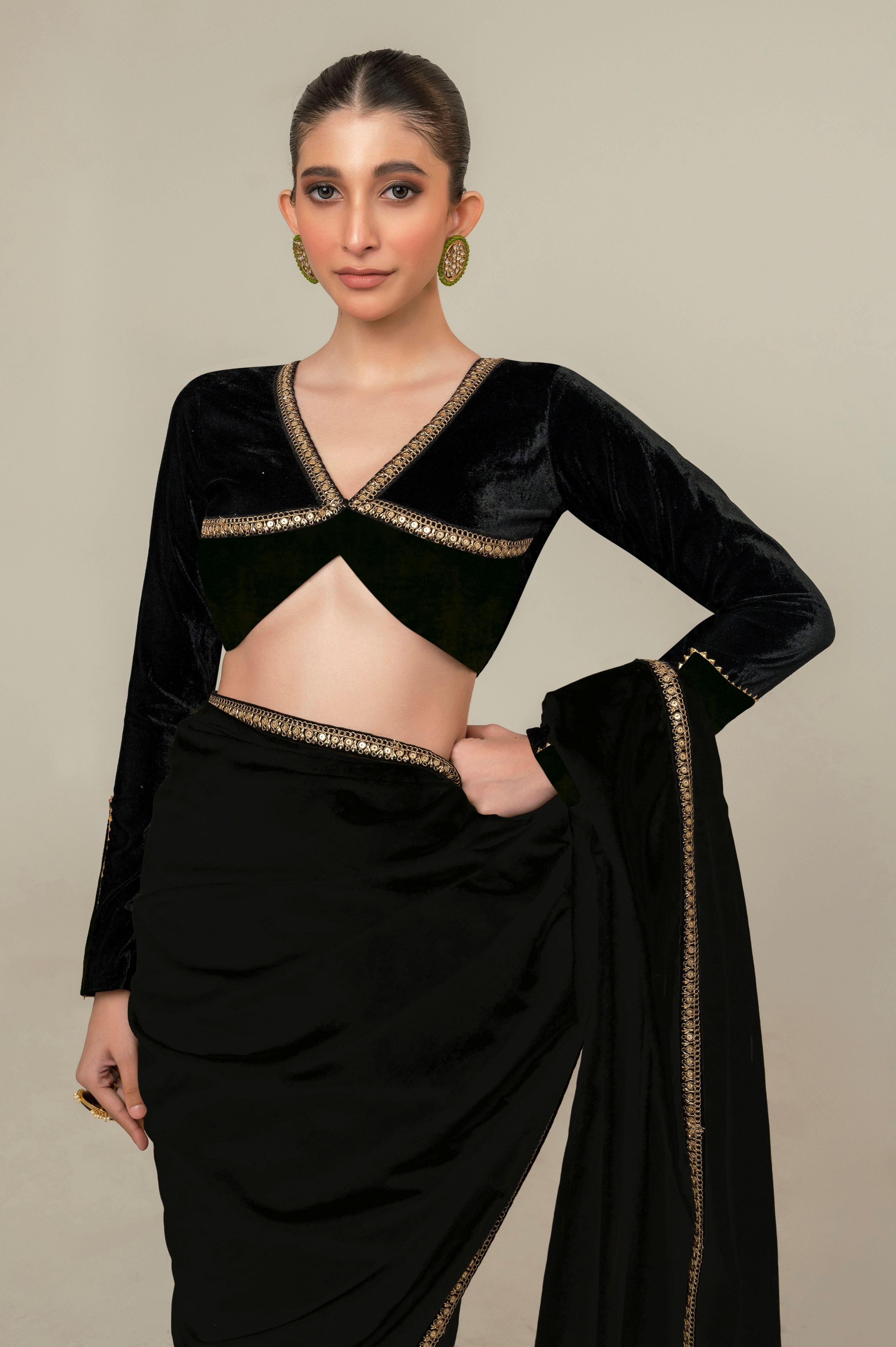 VELVET VANITY SAREE WITH MIDNIGHT CHARM BLOUSE