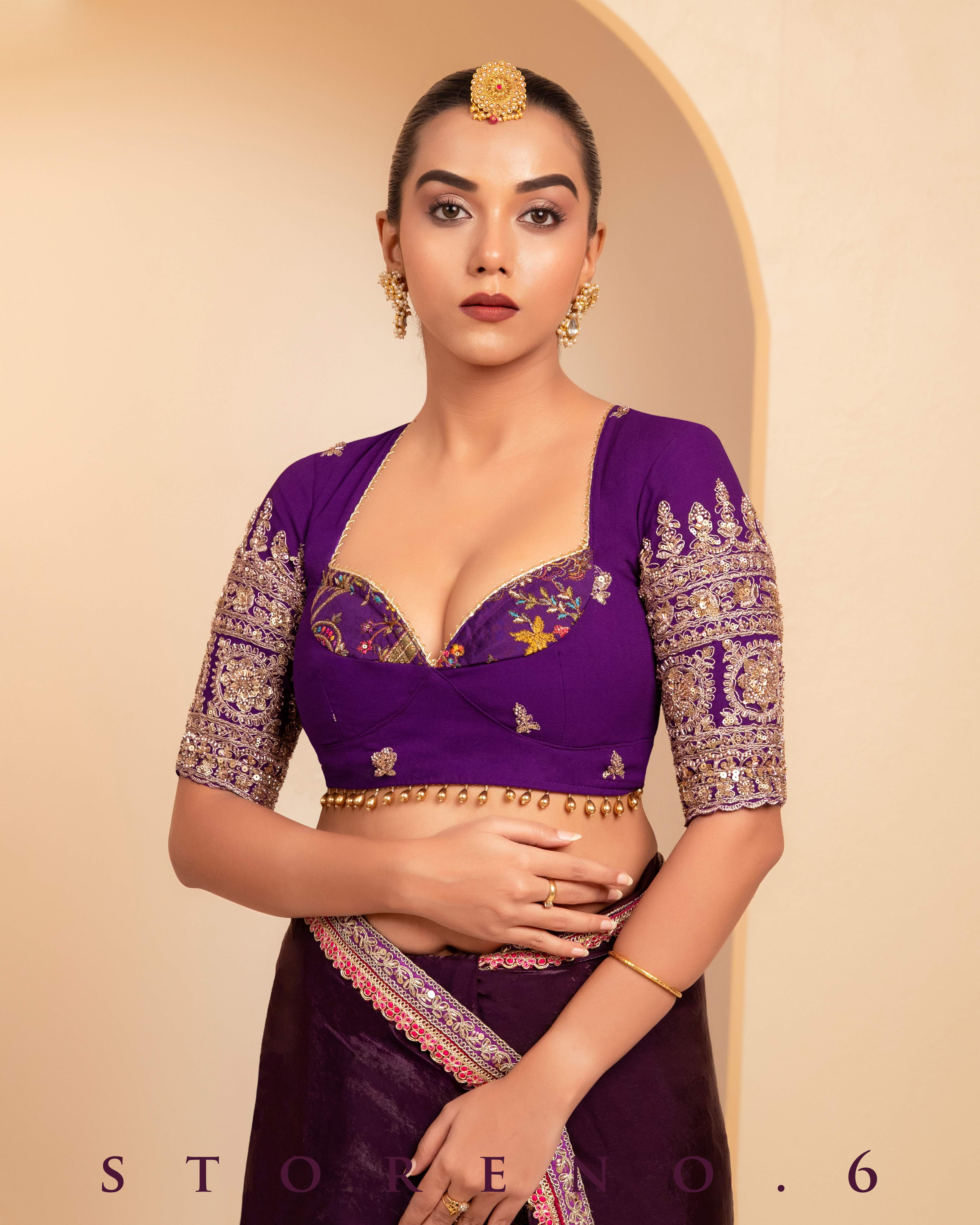 PLUM PALETTE SAREE WITH MAJESTIC MUSE BLOUSE