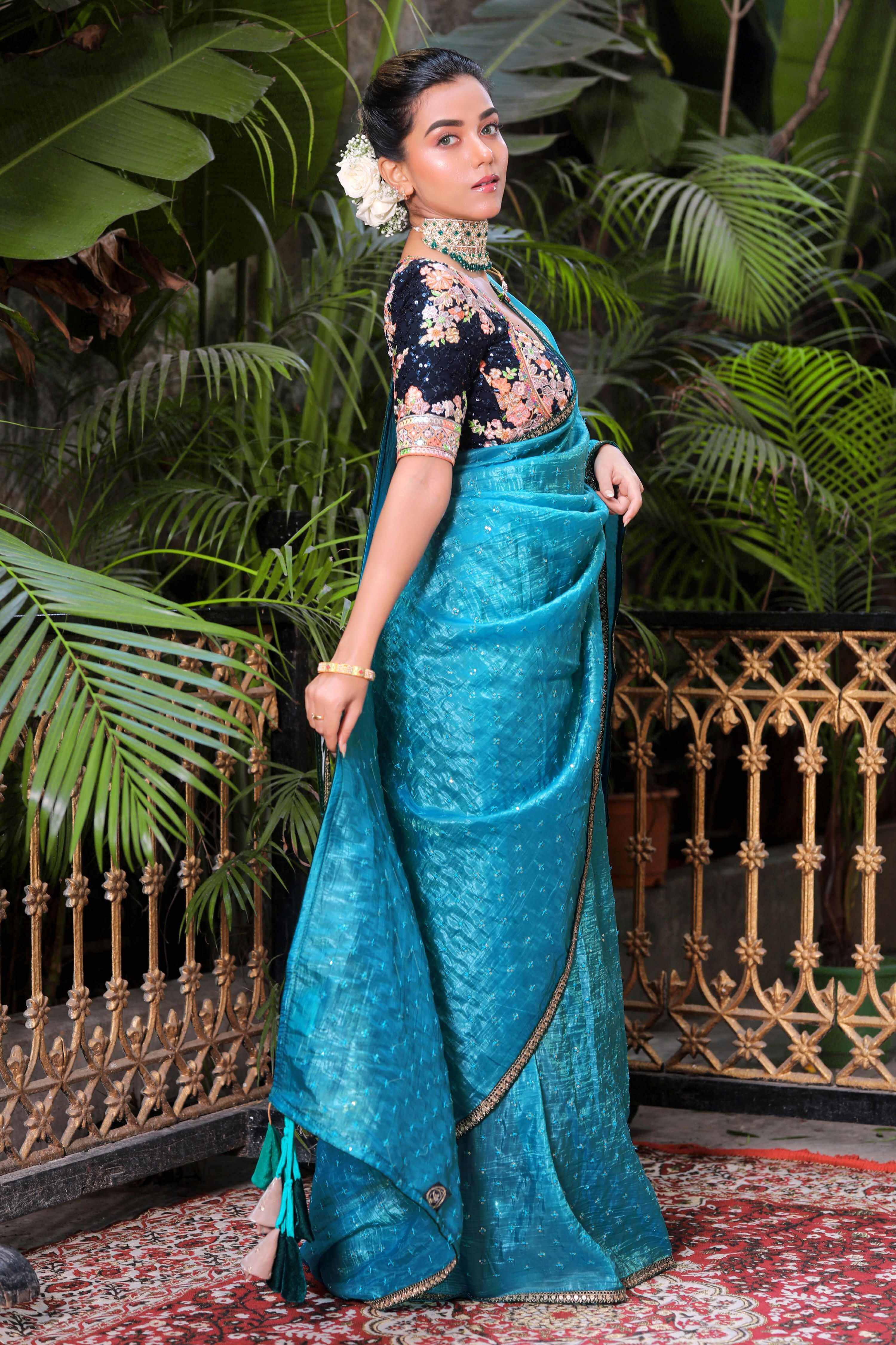 TEAL TEMPTATION SAREE WITH NEELI AFSOON BLOUSE