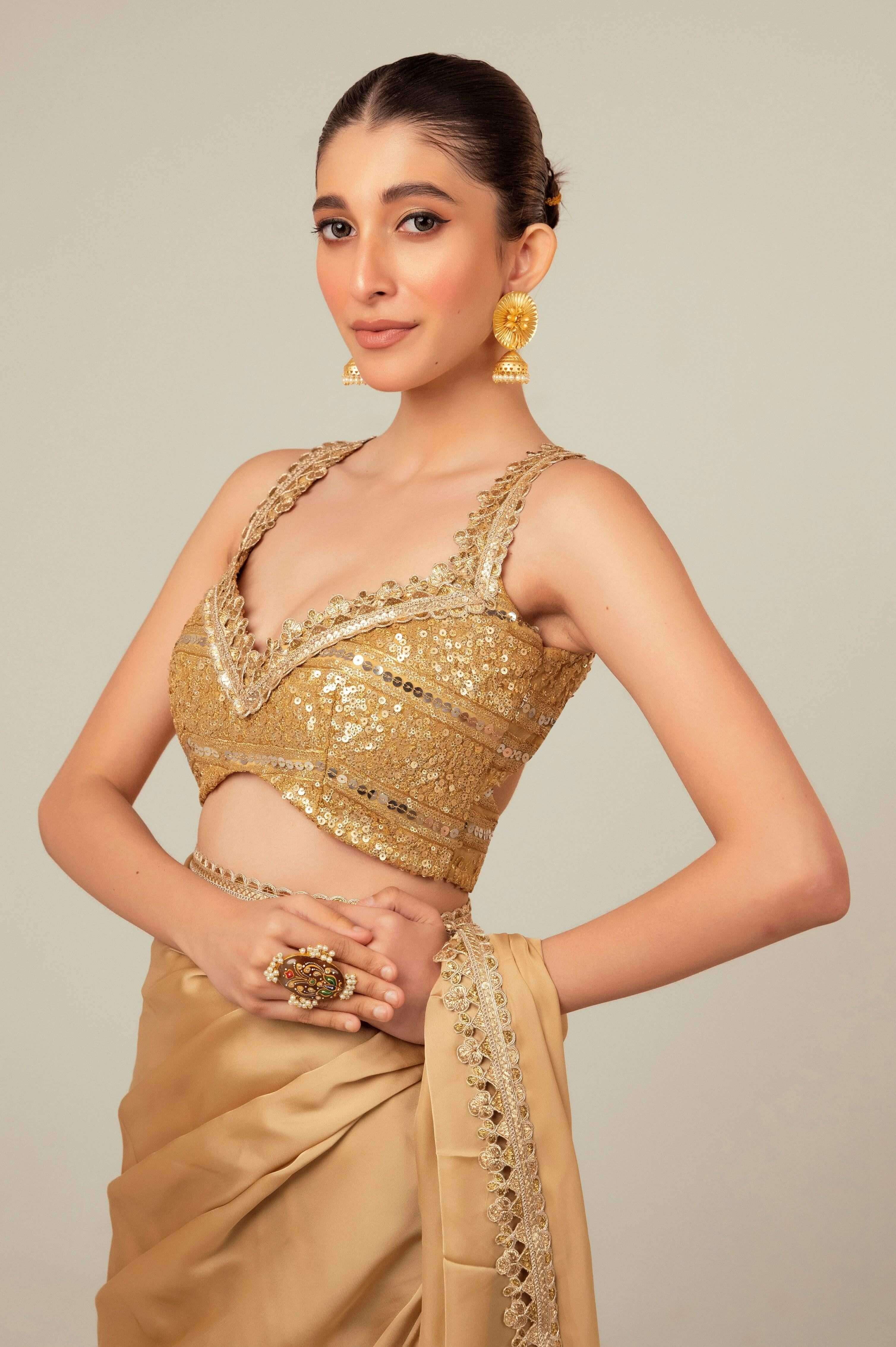 SEQUIN SPARK SAREE WITH LIME LIGHT BLOUSE.