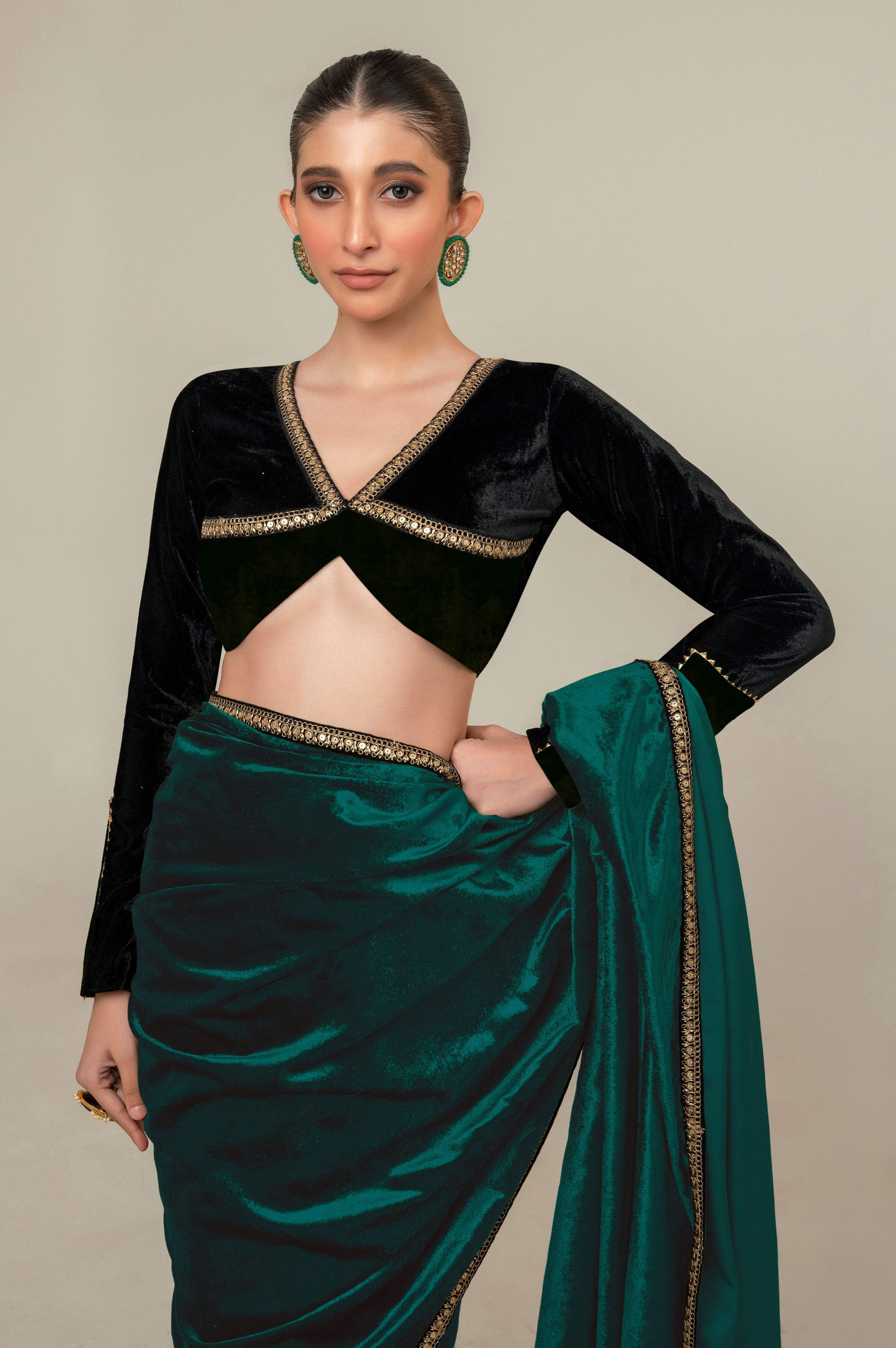 SEA SYMPHONY SAREE WITH MIDNIGHT CHARM BLOUSE