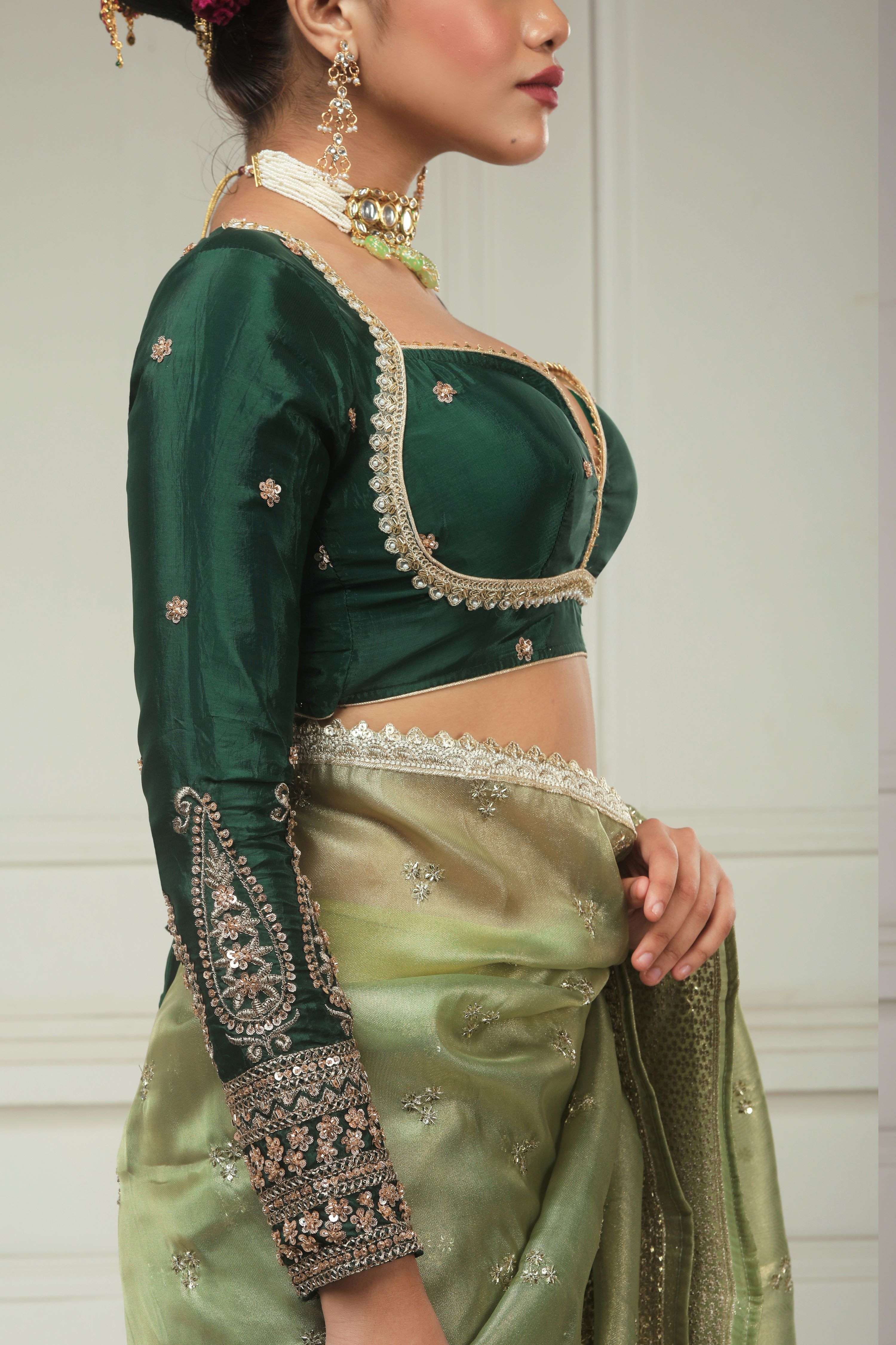 SAGE FANTASY SAREE WITH JEWEL LUXE BLOUSE