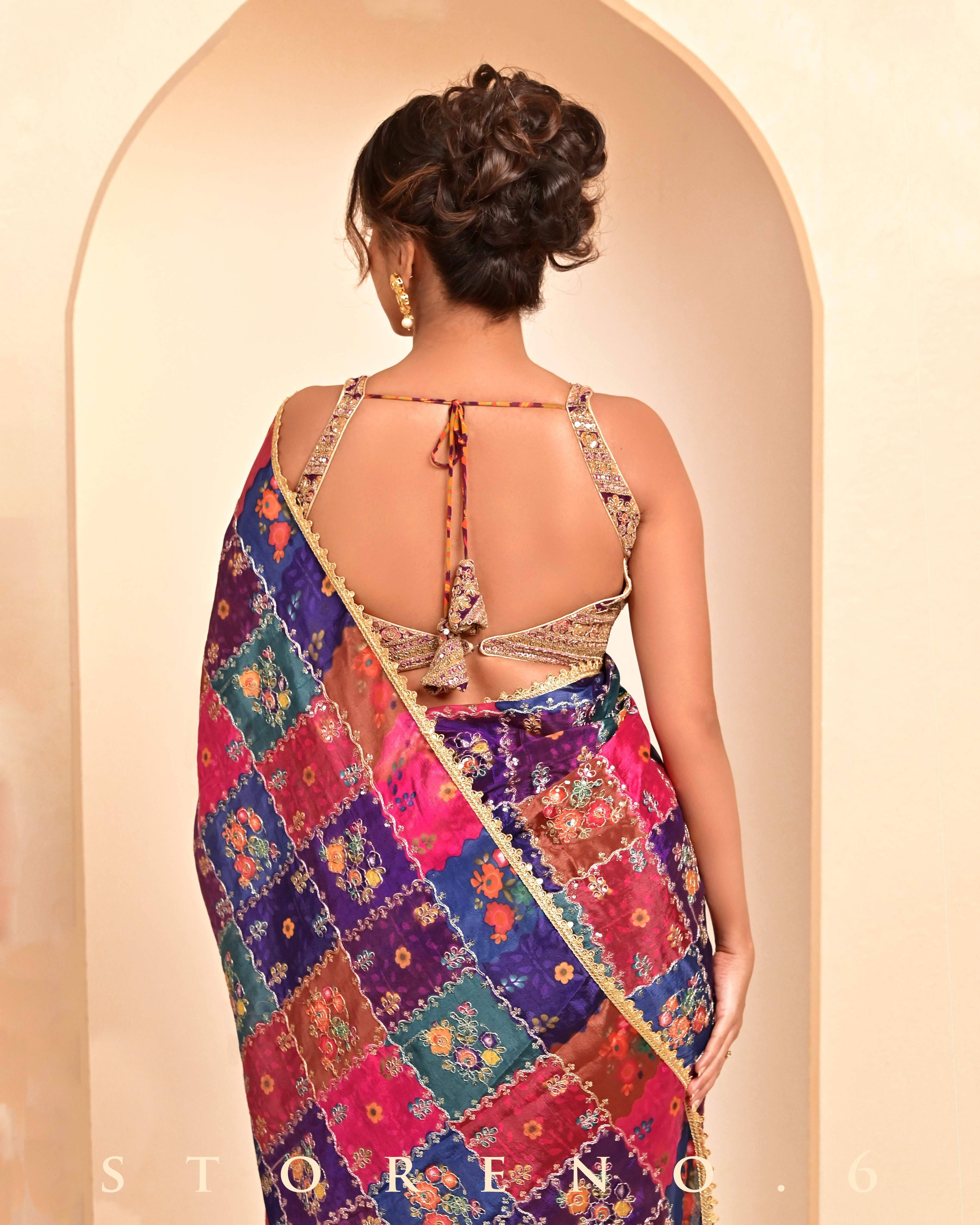 RAISIN RHAPSODY REVIBE SAREE WITH PLUM PARADISE CHIC BLOUSE