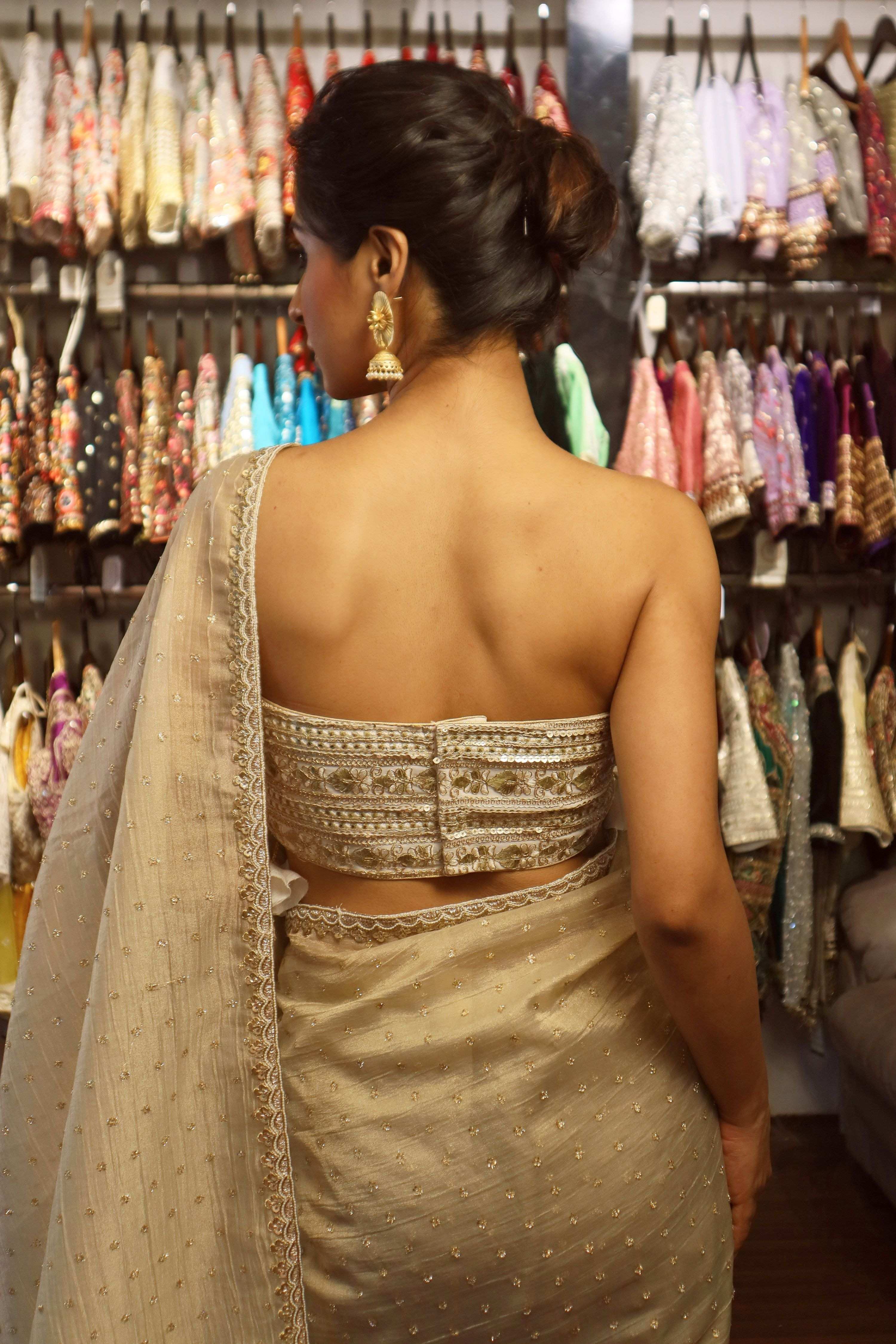 MIDAS MUSE SAREE WITH INTENSE IVORY CORSET BLOUSE