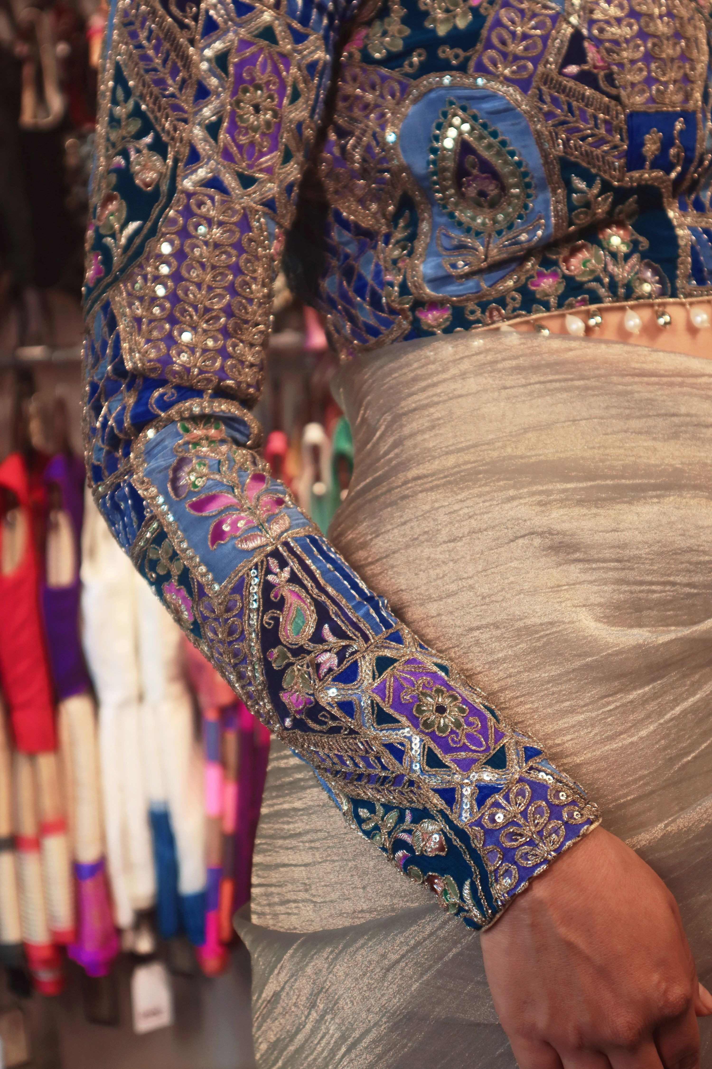 STARLING SHIMMER SAREE WITH OCEAN ODYSSEY BLOUSE