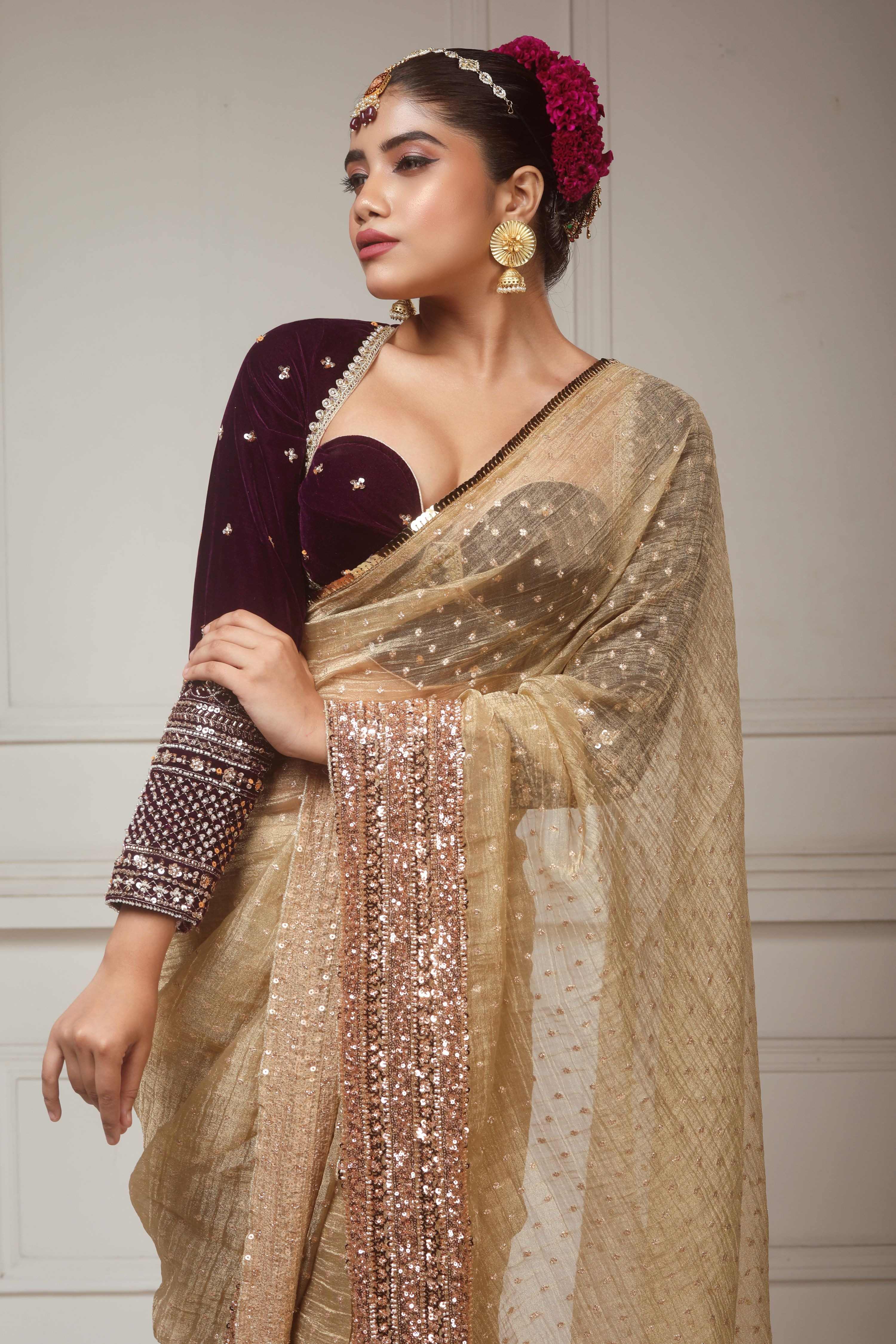 SUNKISSED DESIRE SAREE WITH GLAM GRANDEUR BLOUSE