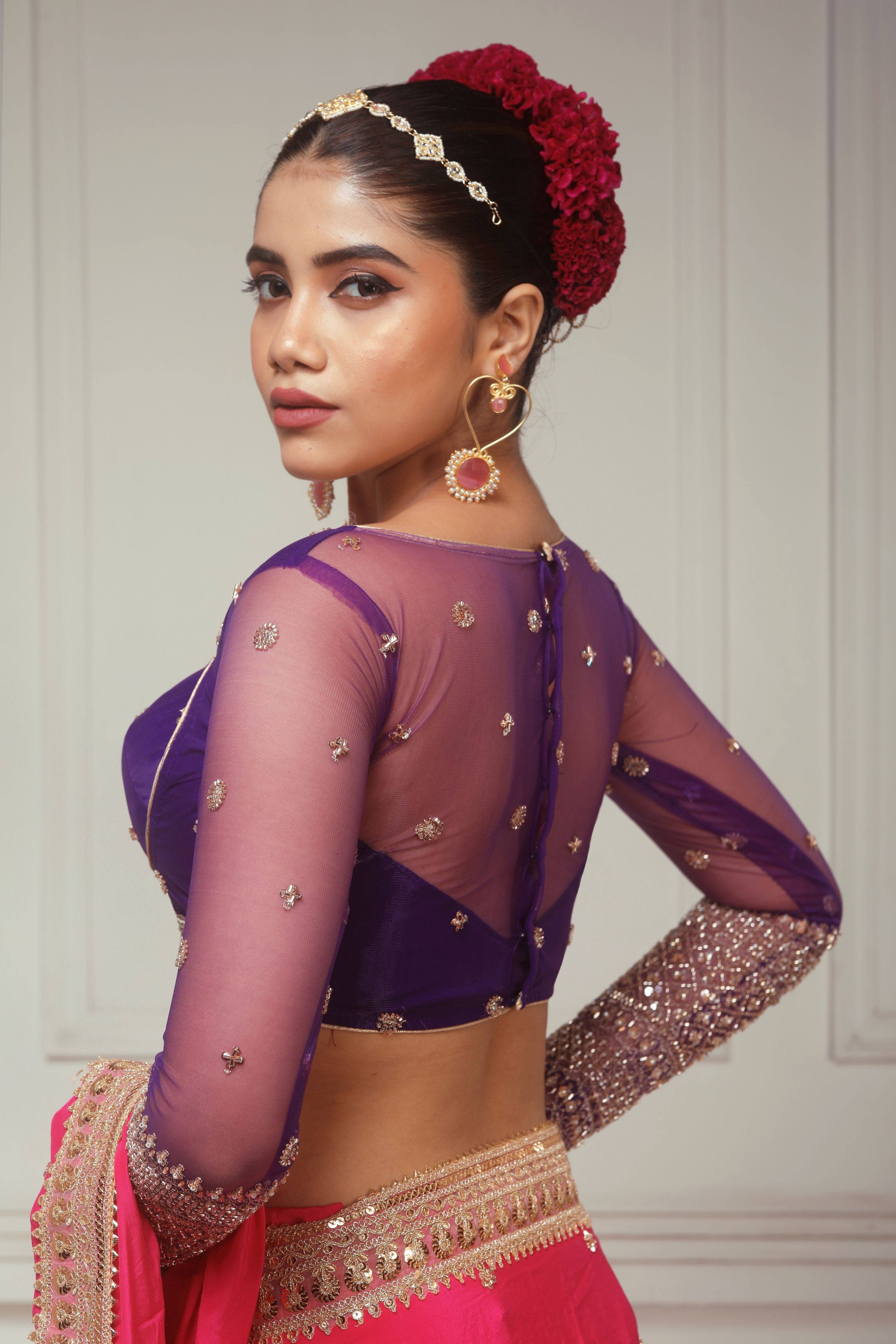 ROSE LUXE SAREE WITH MAJESTIC CHANDELIER BLOUSE