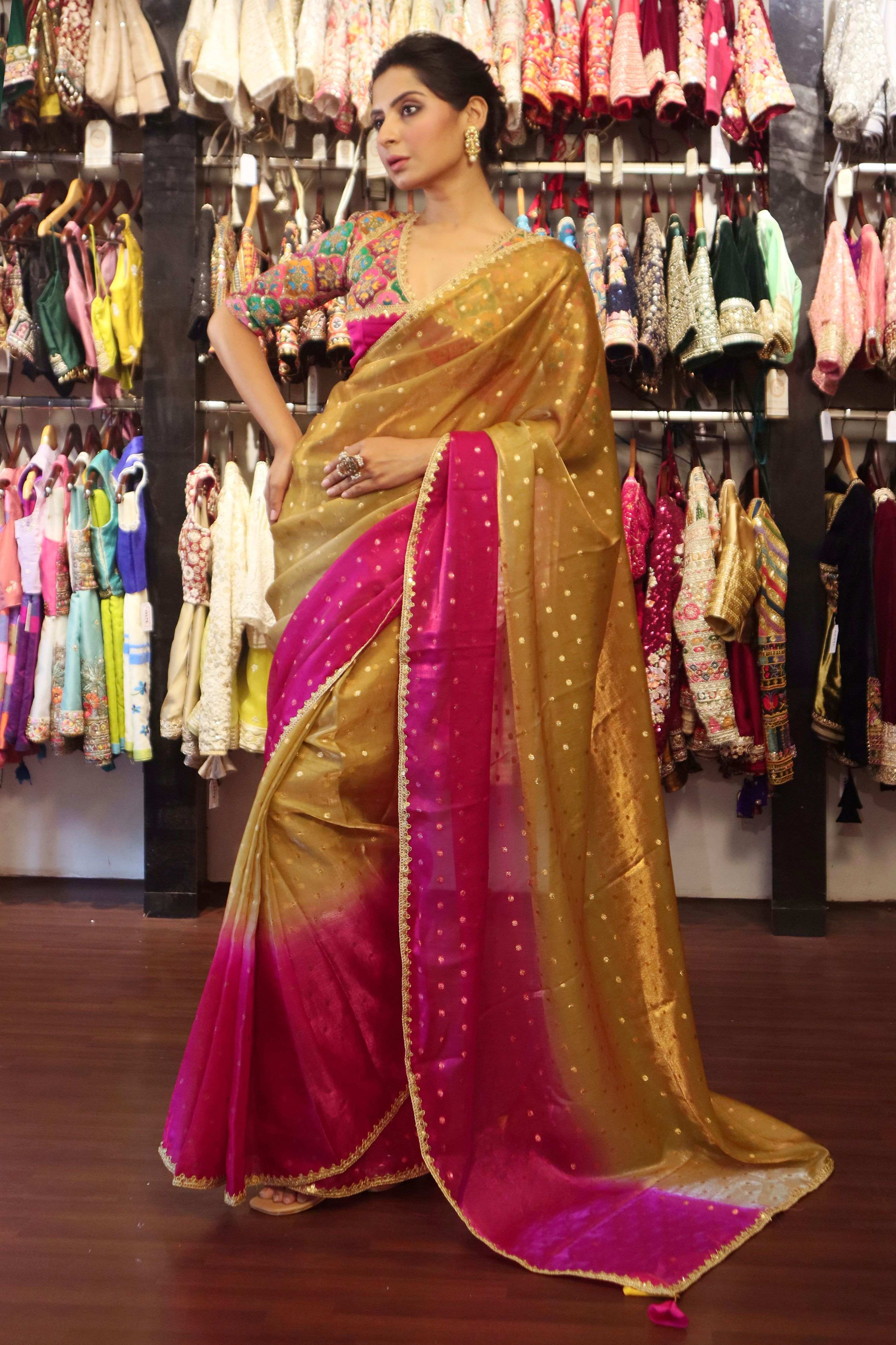 MORNING GLOW SAREE WITH CONFETTI CHARM BLOUSE
