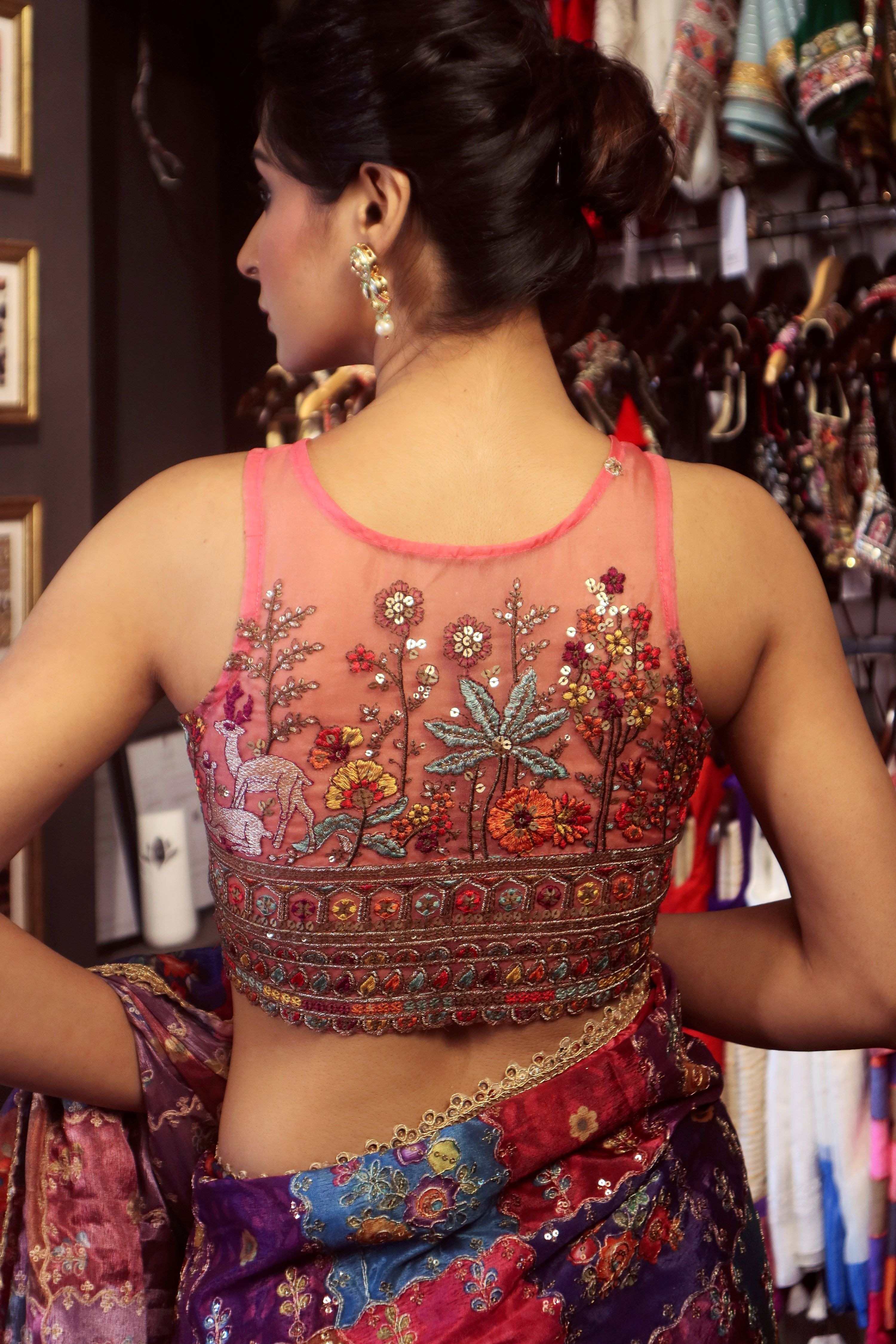 RAISIN RHAPSODY SAREE WITH BLUSH HORIZON BLOUSE