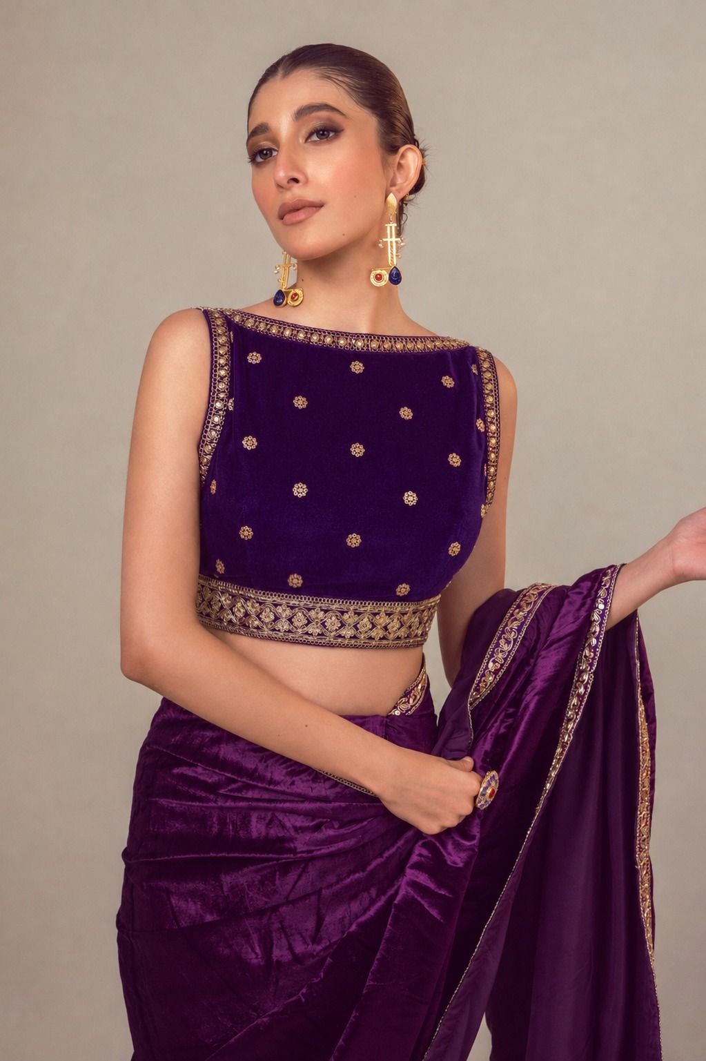 POP PALETTE SAREE WITH BERRY BLOOM BLOUSE
