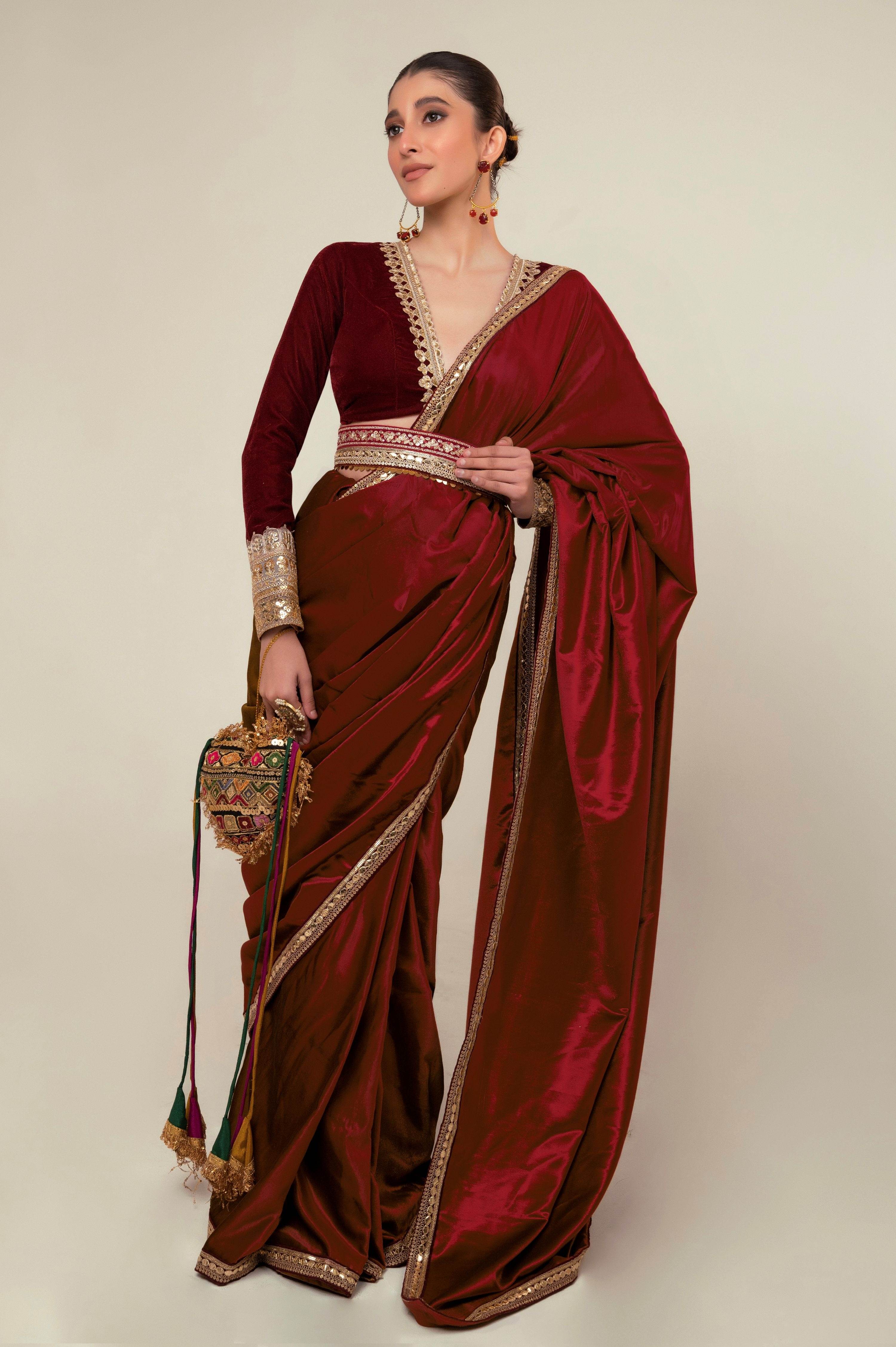 LUXE ROMANCE SAREE WITH OXBLOOD EDGE BLOUSE