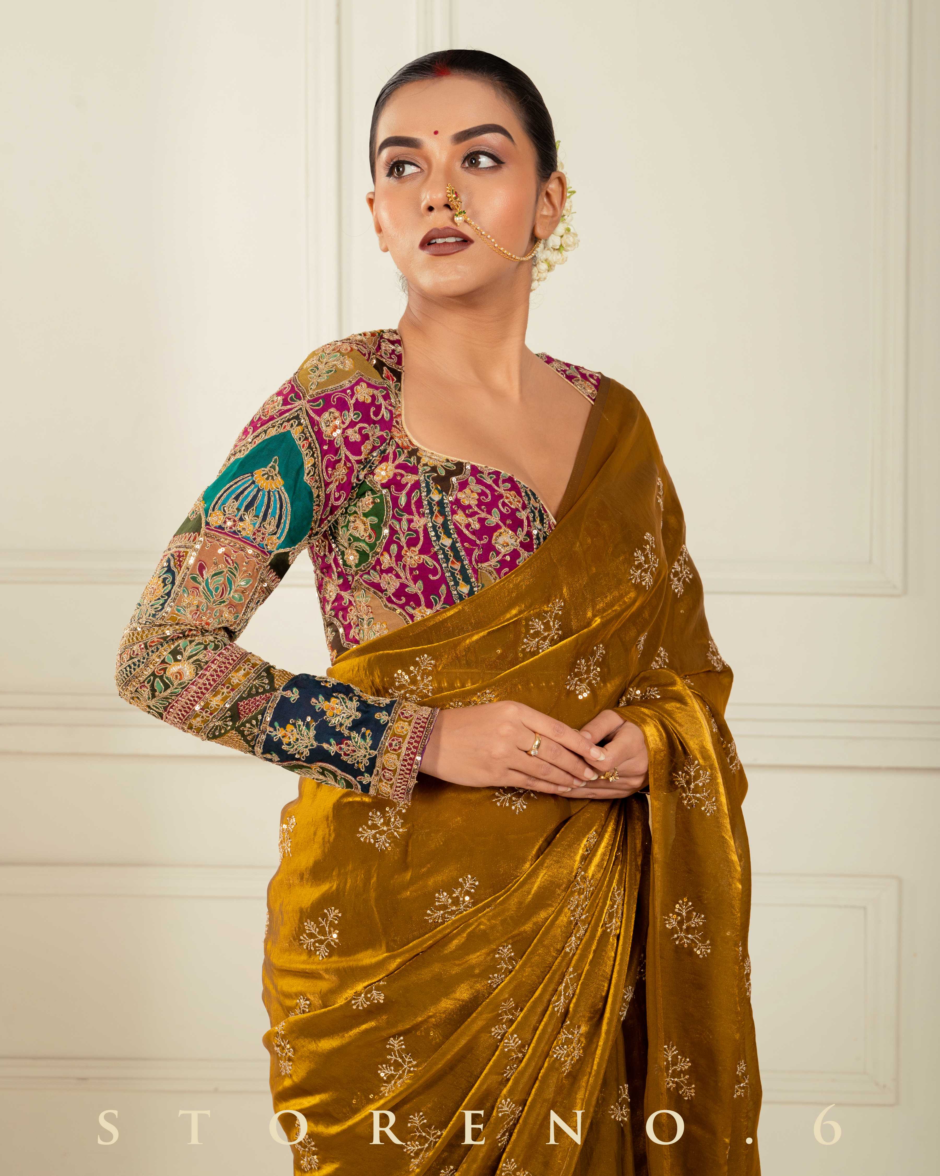 GOLDEN GLORY SAREE WITH COUTURE CHARM BLOUSE