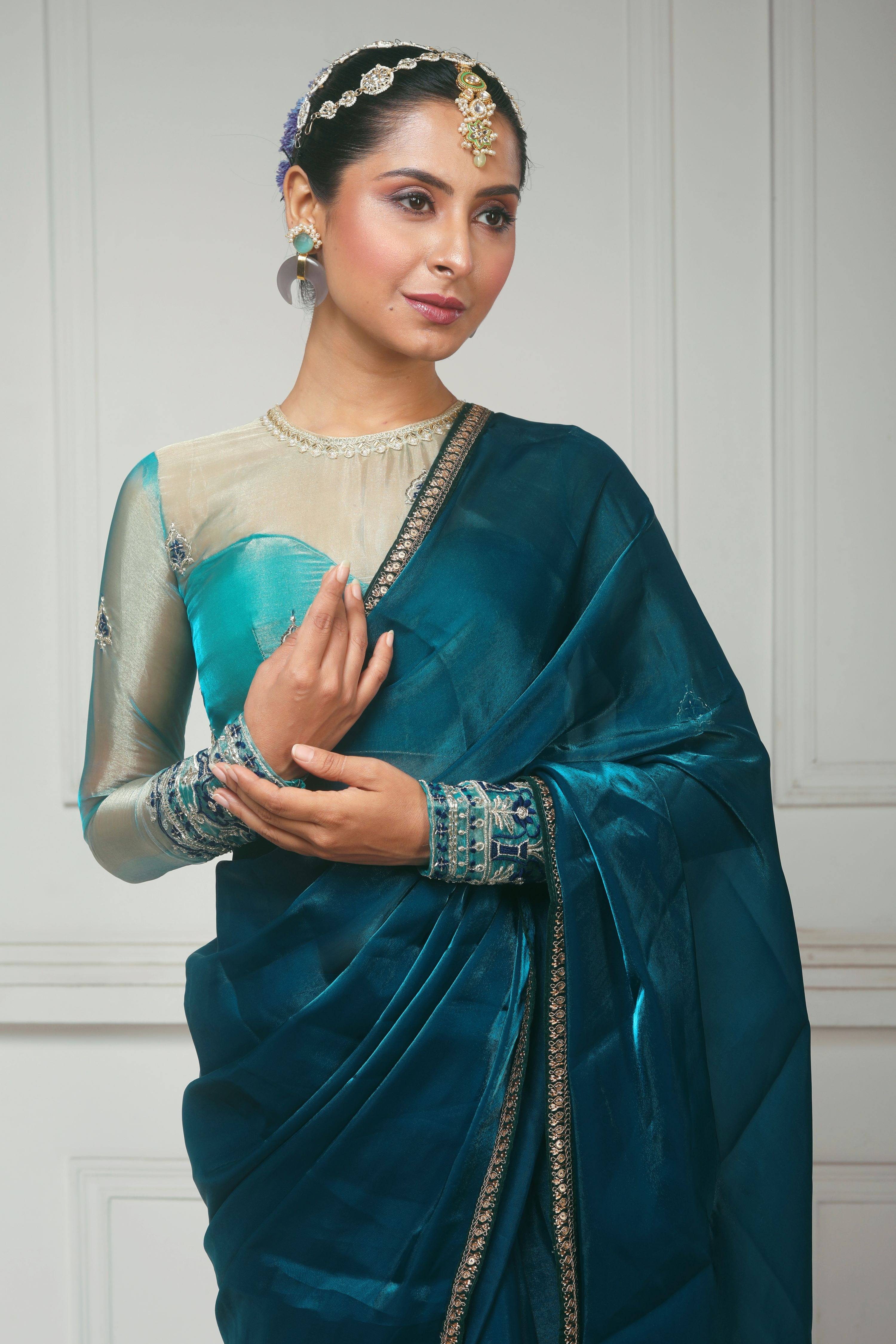THE SAPPHIRE AFFAIR SAREE  WITH SAPPHIRE SHEESH BLOUSE