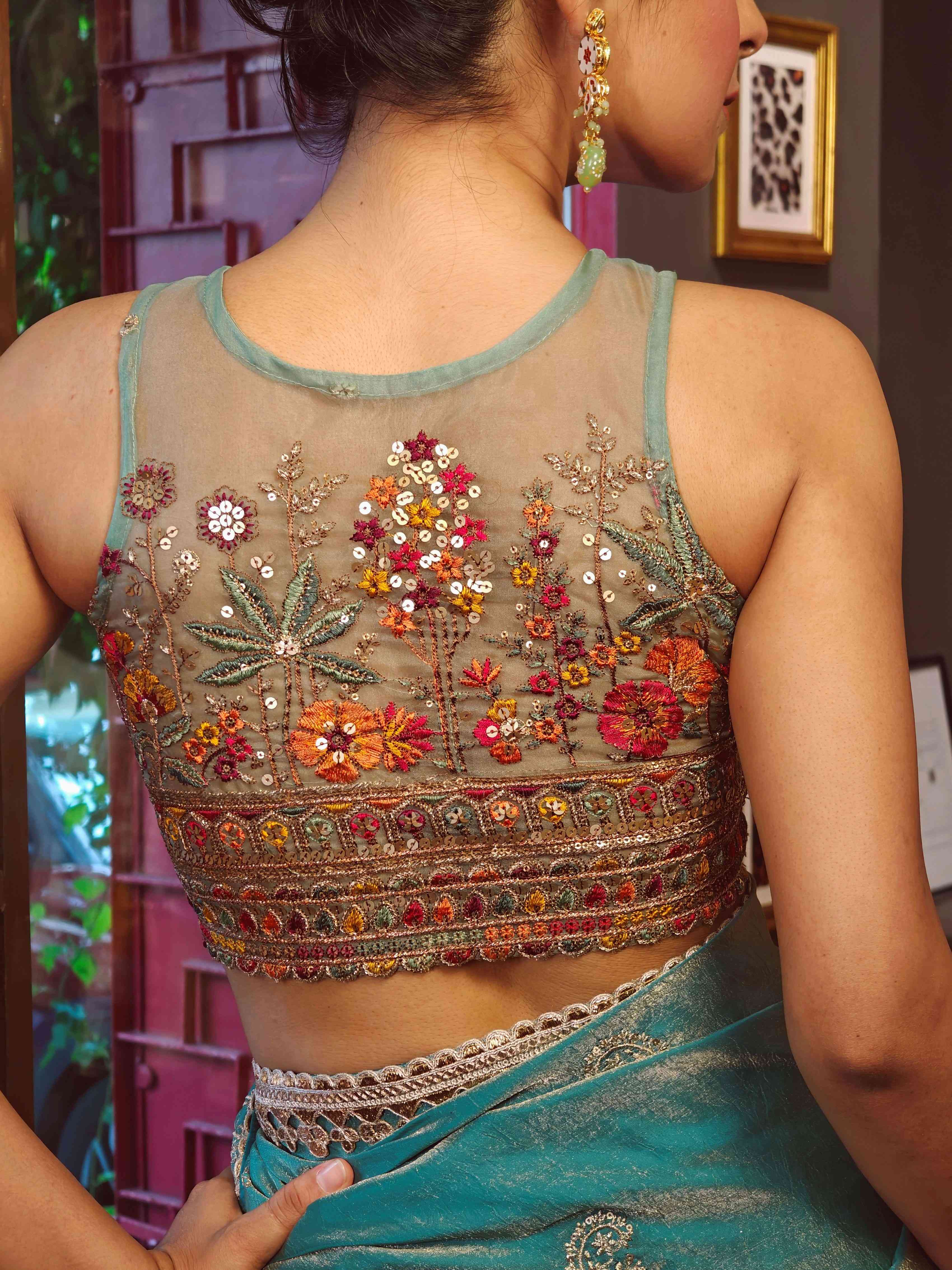 AQUA AURA SAREE WITH MORNING DEW BLOUSE