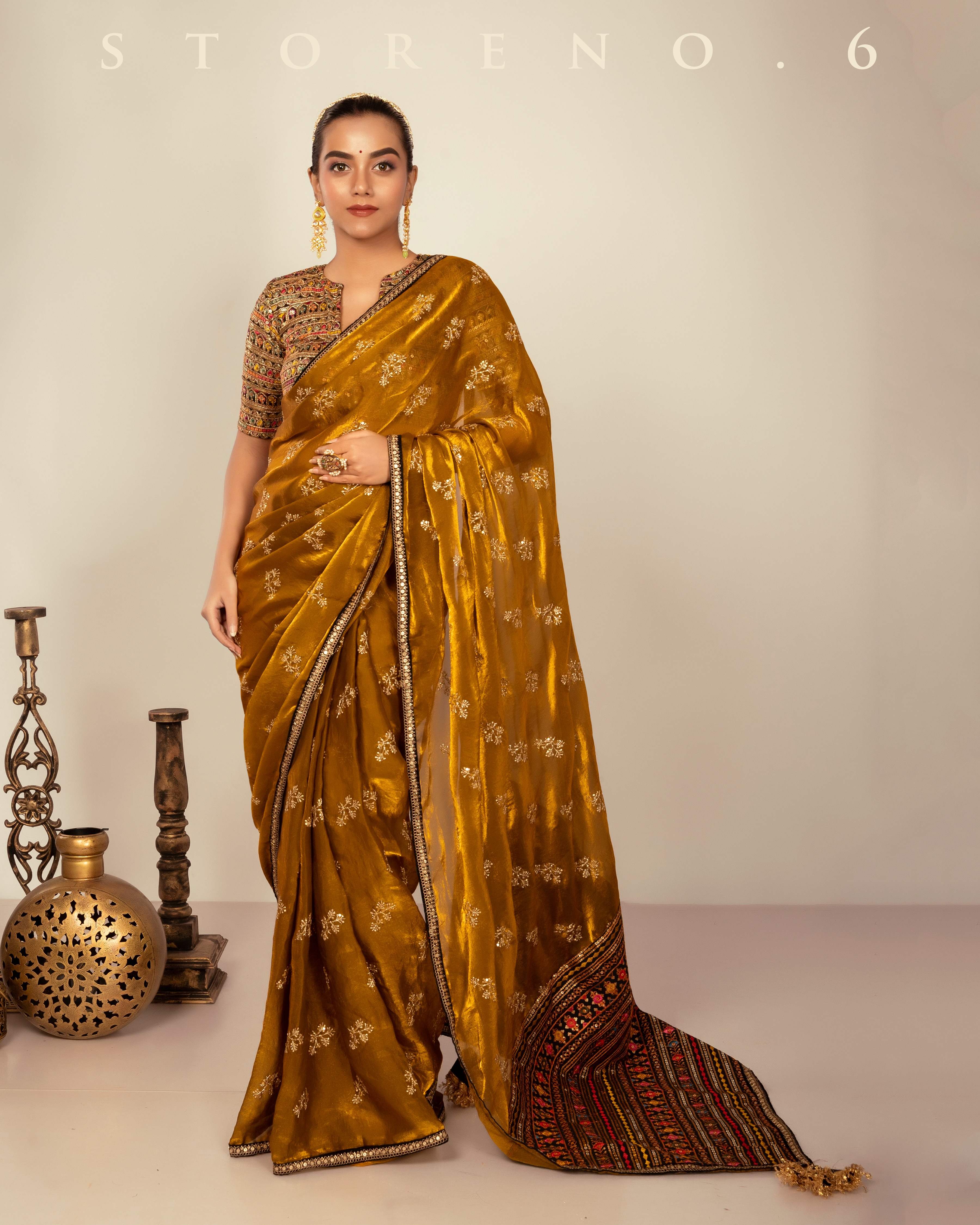 HONEY HORIZON SAREE WITH CLASSICAL CHARM BLOUSE