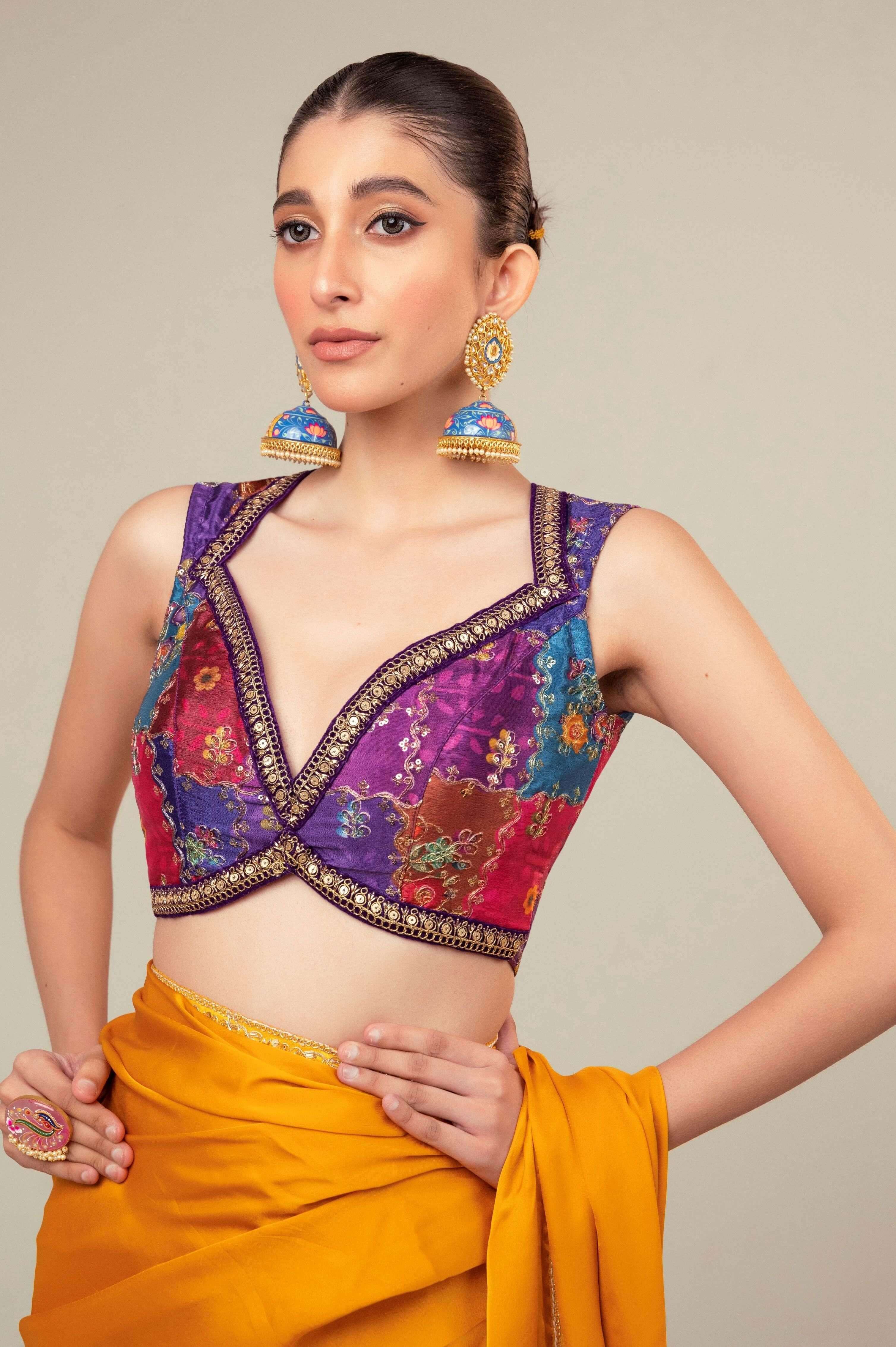 MARIGOLD MIST SAREE WITH BLUSH EDIT BLOUSE.
