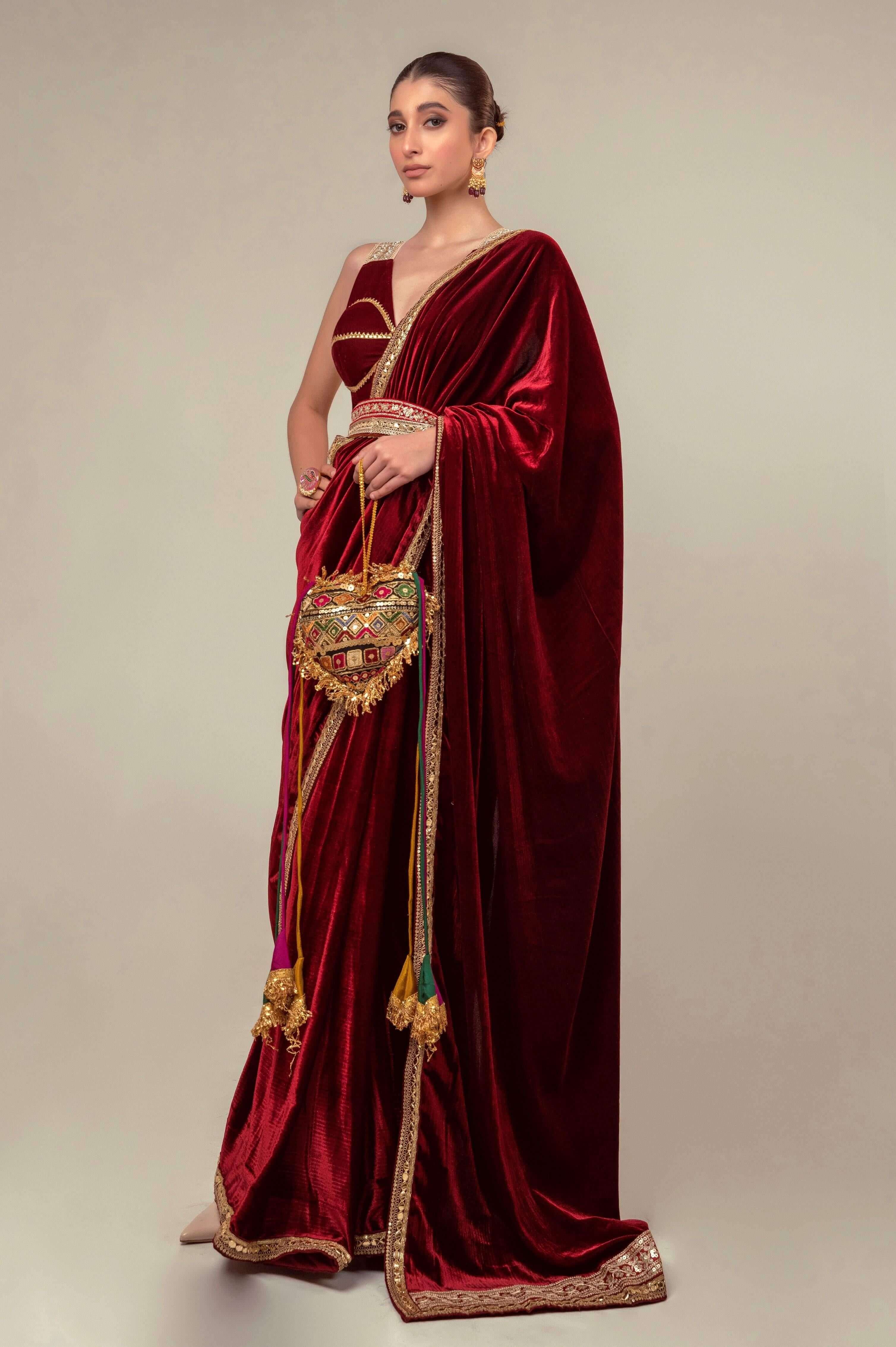RUBY RUSH SAREE WITH MULBERRY MIST BLOUSE.