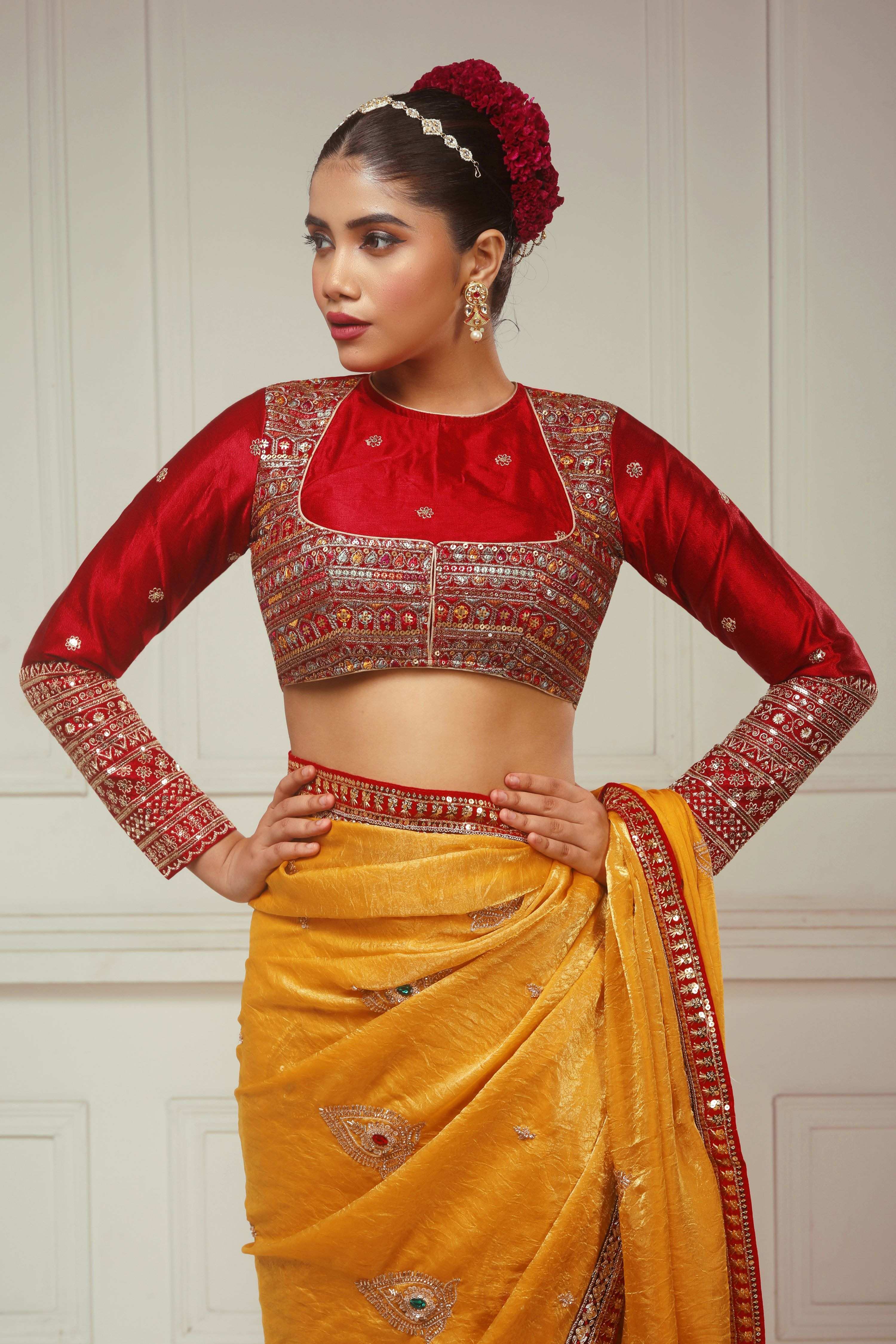 KUNDAN KATHA SAREE WITH ABSOLUTE APPEAL BLOUSE