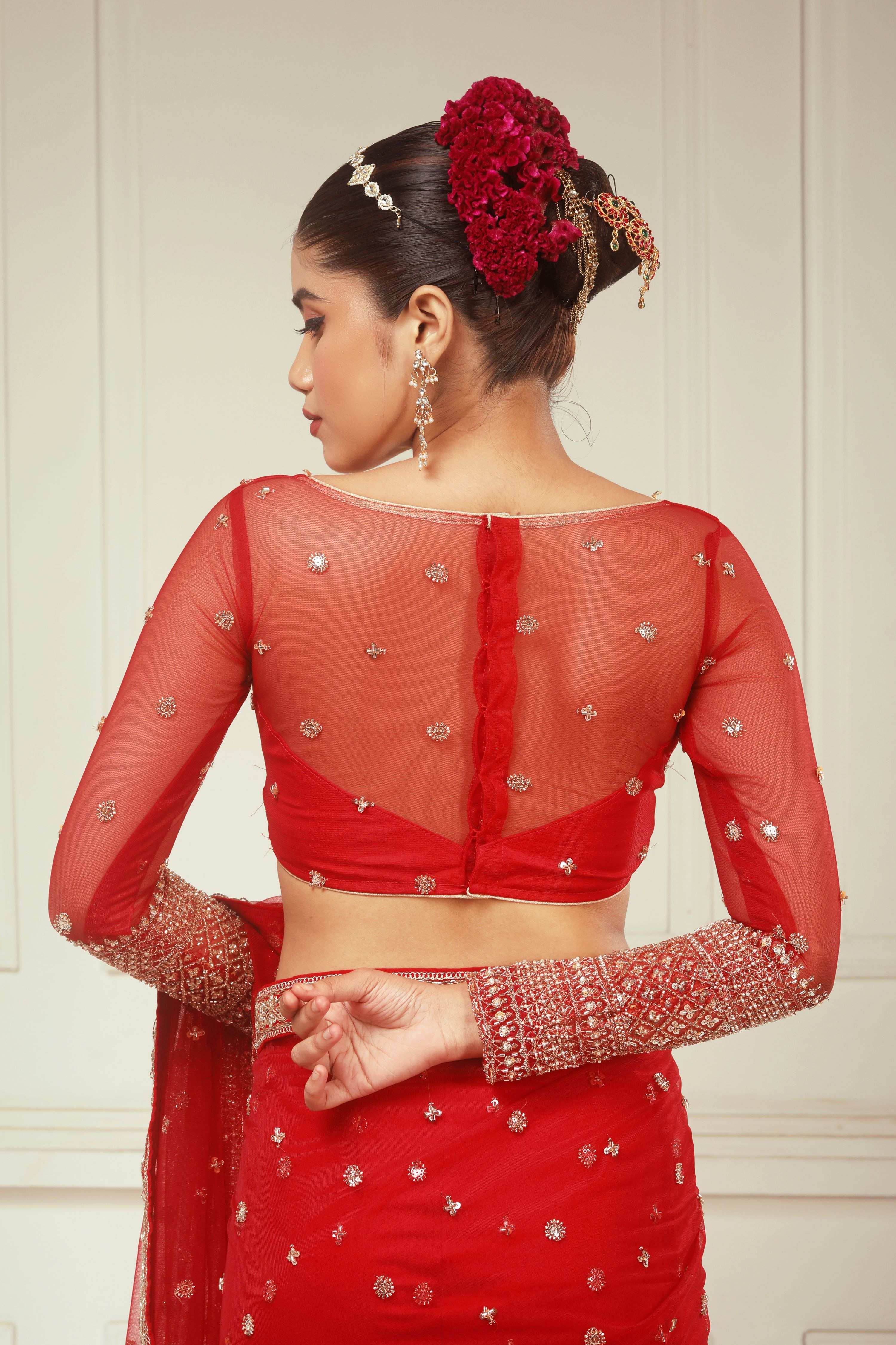 CHERRY CHANDELIER SAREE AND BLOUSE SET