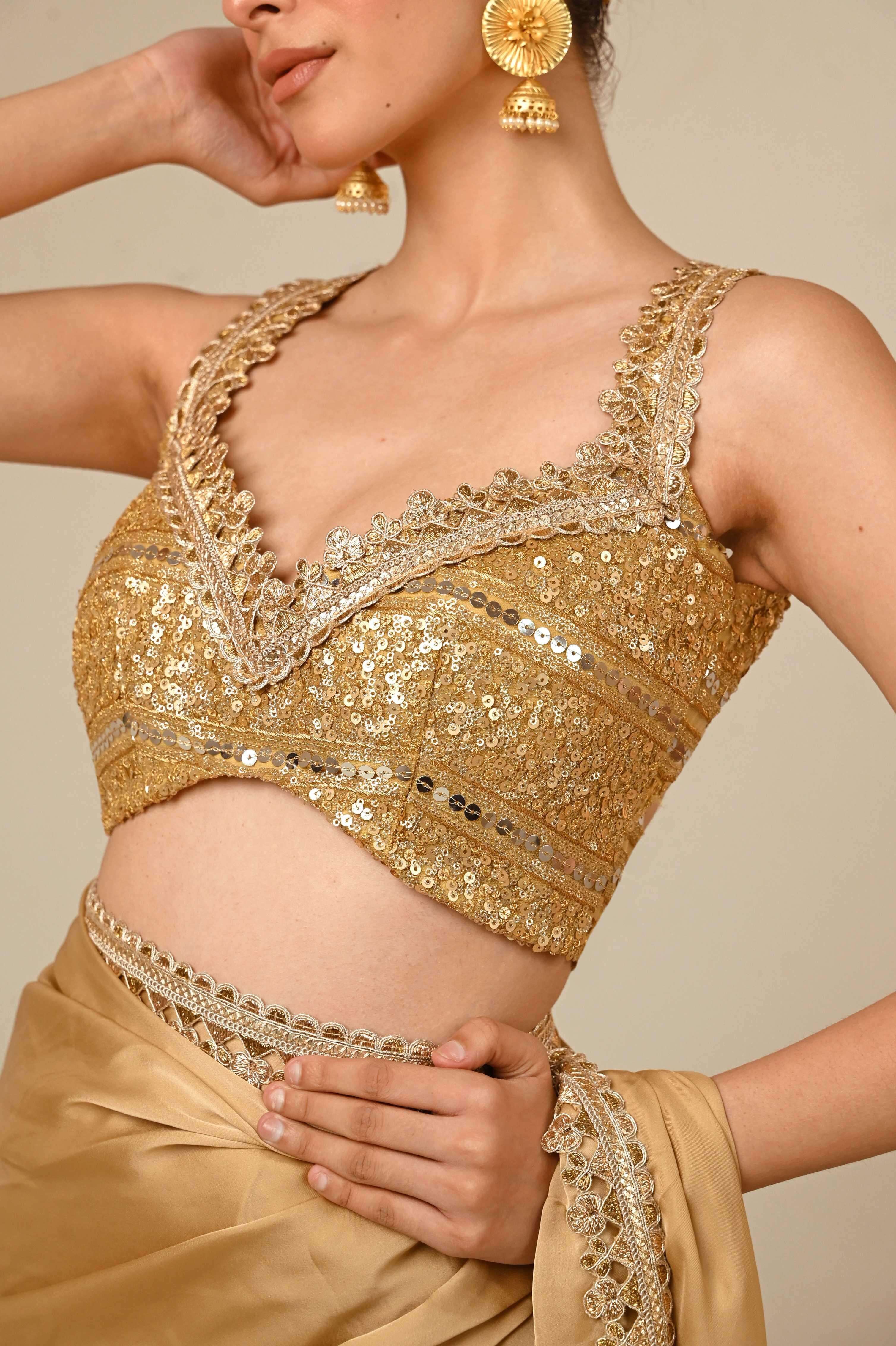 SEQUIN SPARK SAREE WITH LIME LIGHT BLOUSE.