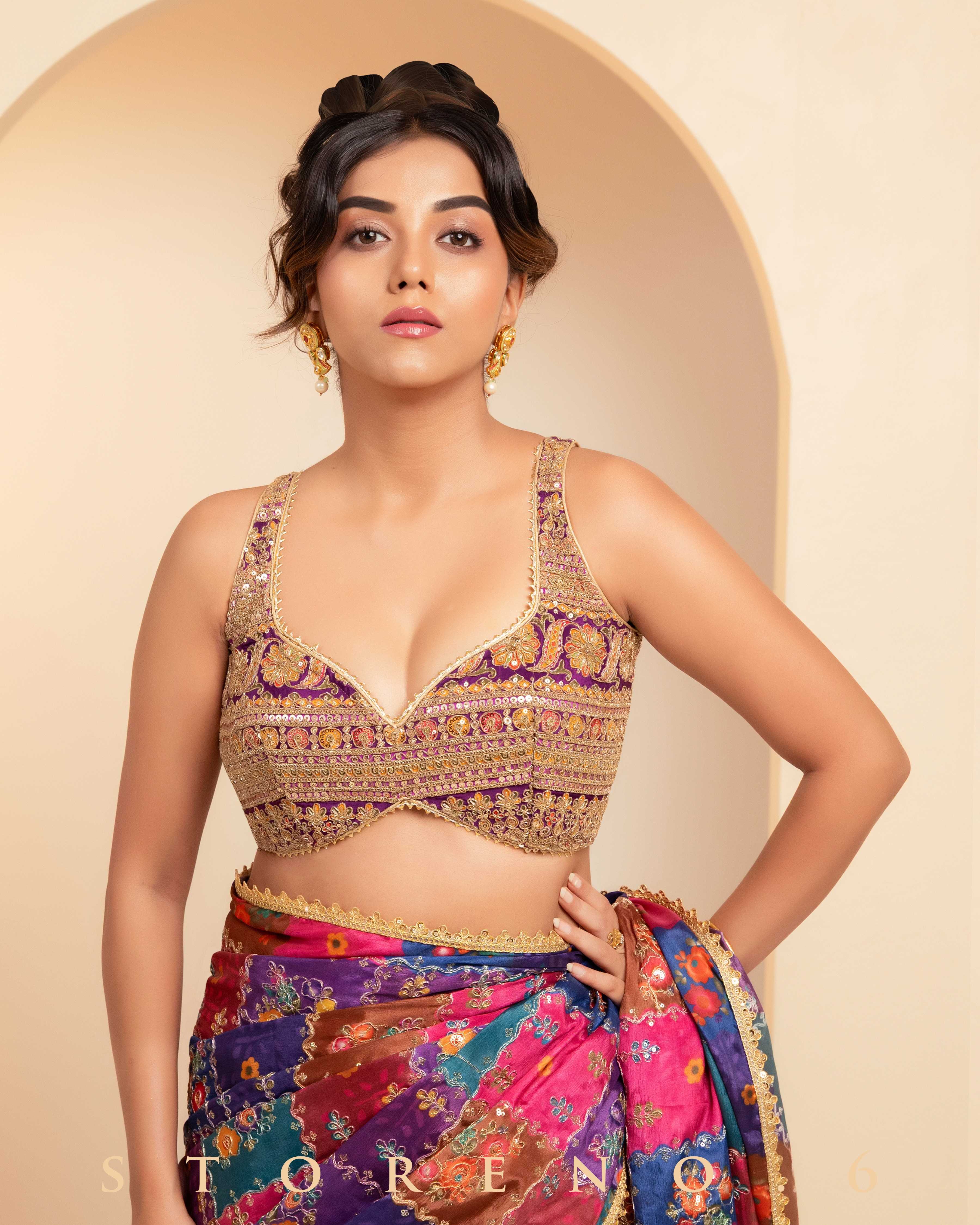 RAISIN RHAPSODY REVIBE SAREE WITH PLUM PARADISE CHIC BLOUSE