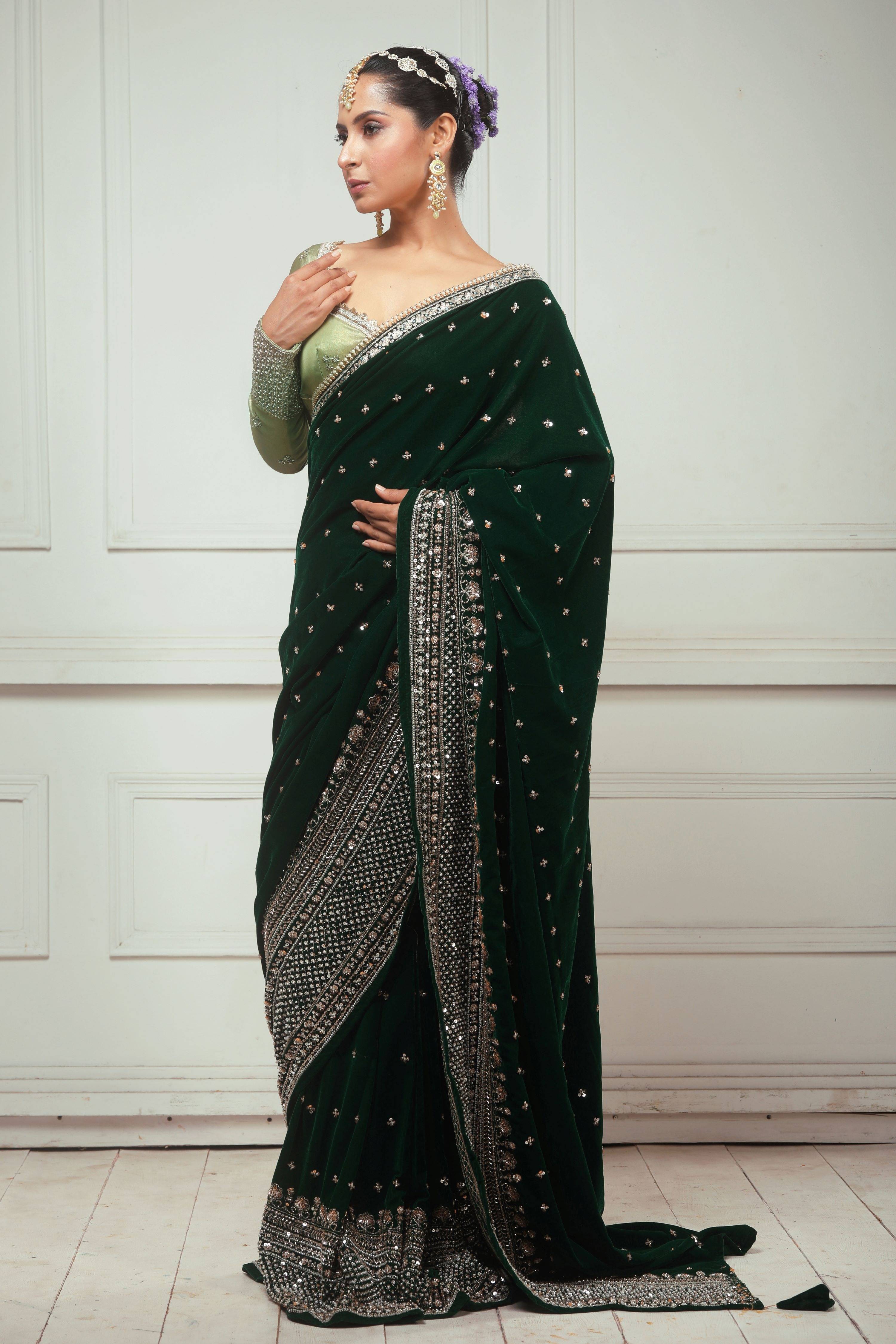 GARDEN GRANDEUR SAREE WITH SAGE FANTASY BLOUSE