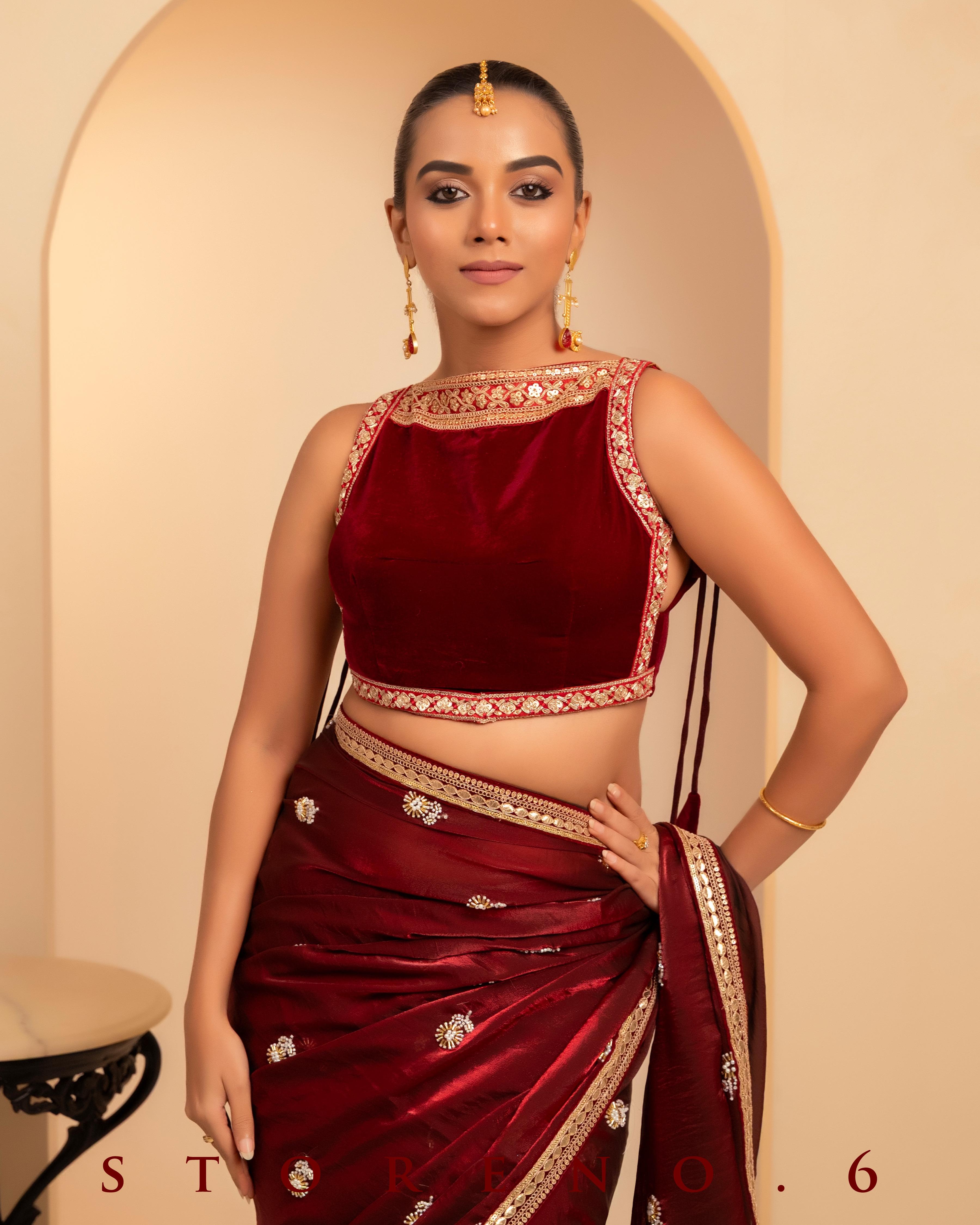 MAHOGANY MYSTERY SAREE WITH QUIRKY QUEST BLOUSE