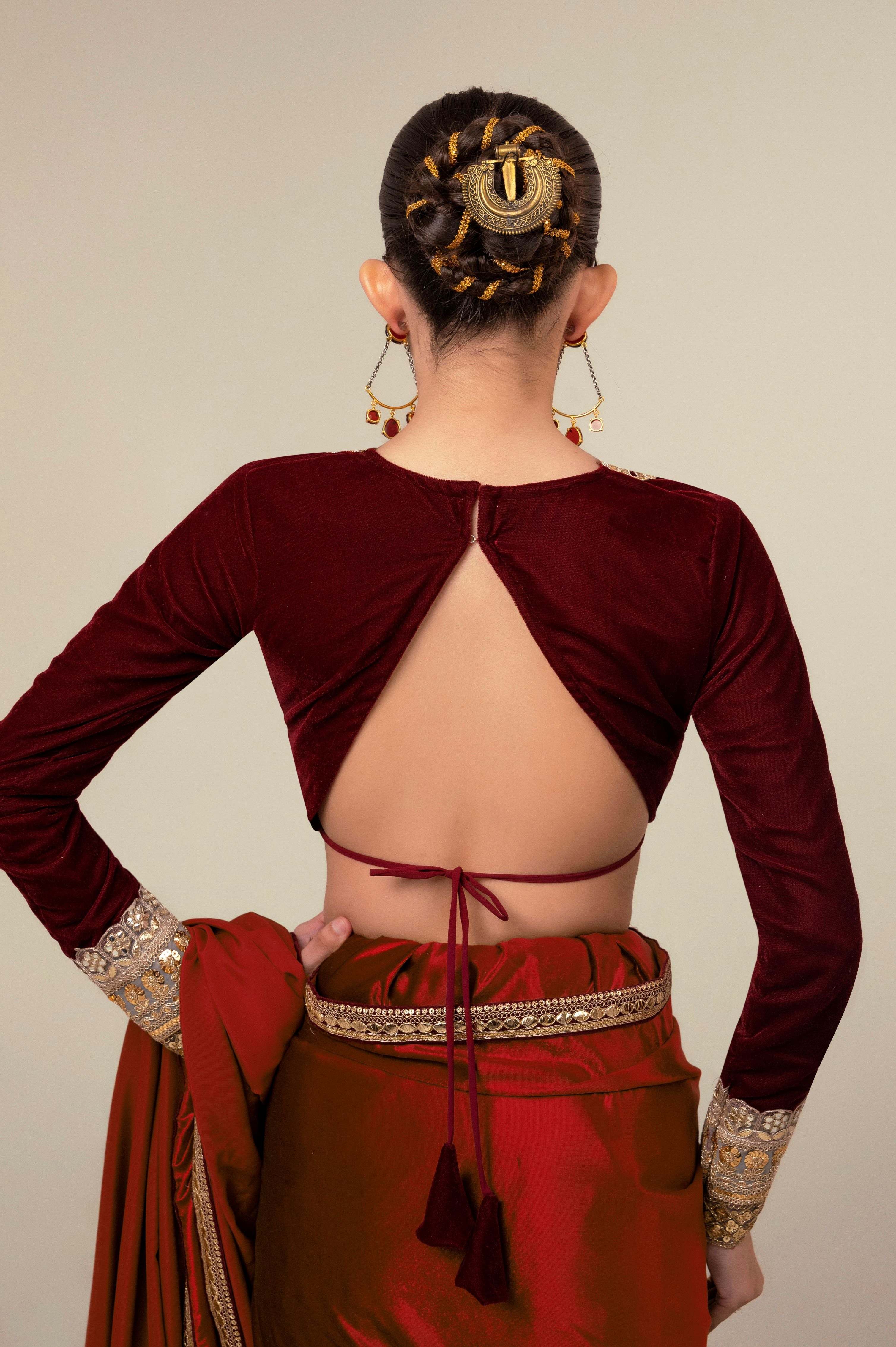 LUXE ROMANCE SAREE WITH OXBLOOD EDGE BLOUSE